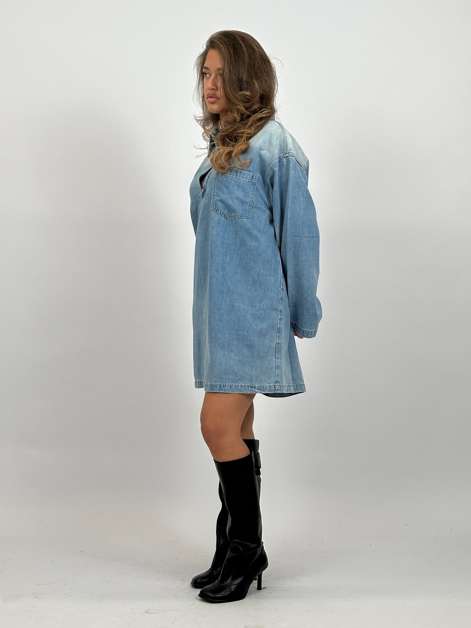 DENIM ZIP UP DRESS