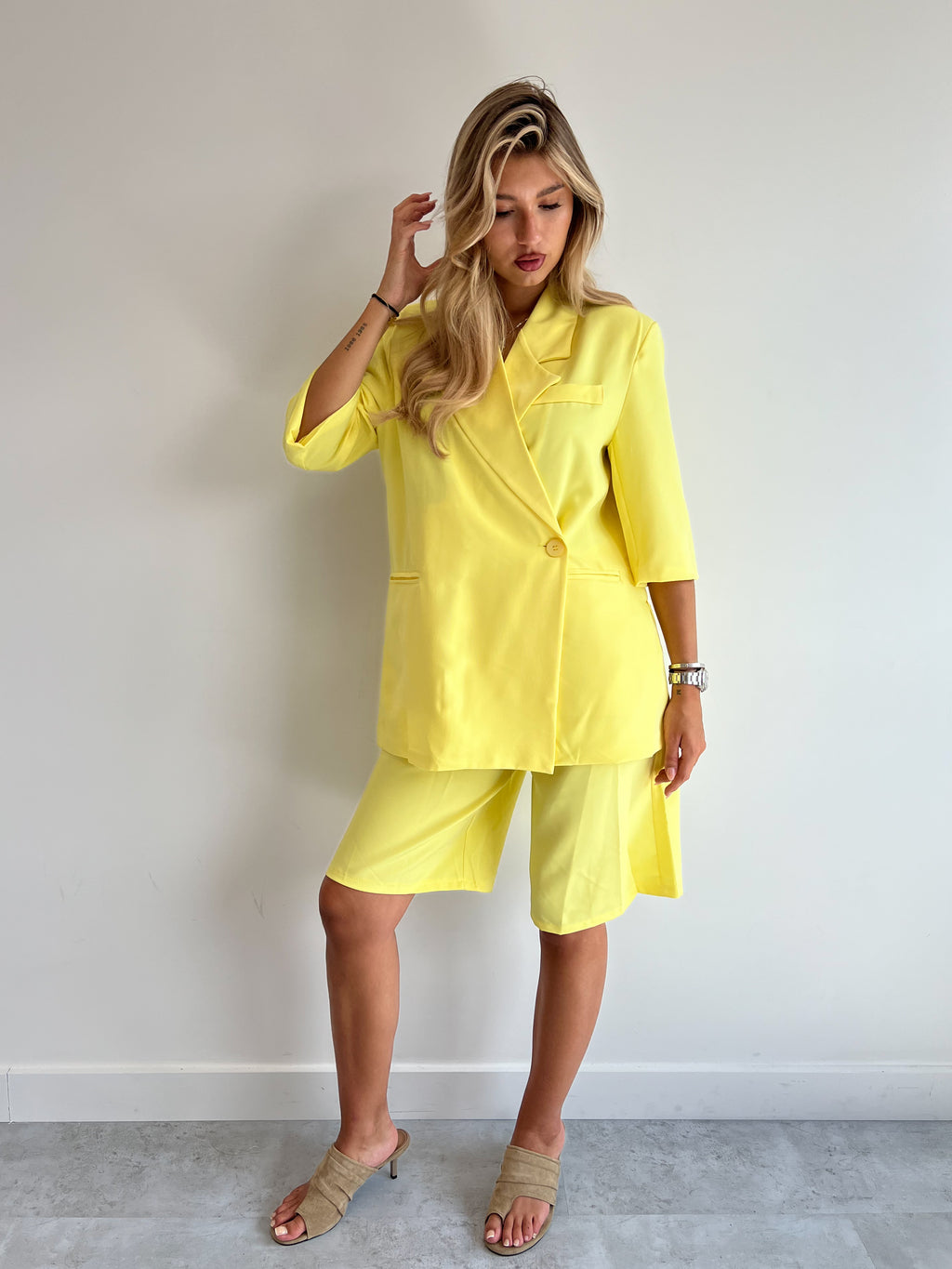 BIANCA BLAZER+JORT SET YELLOW