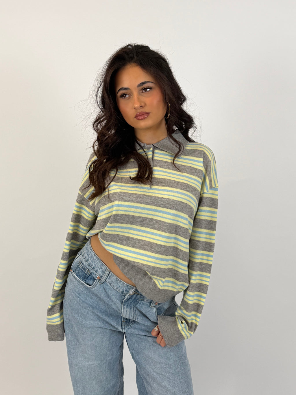 POLO KNIT GREY/YELLOW