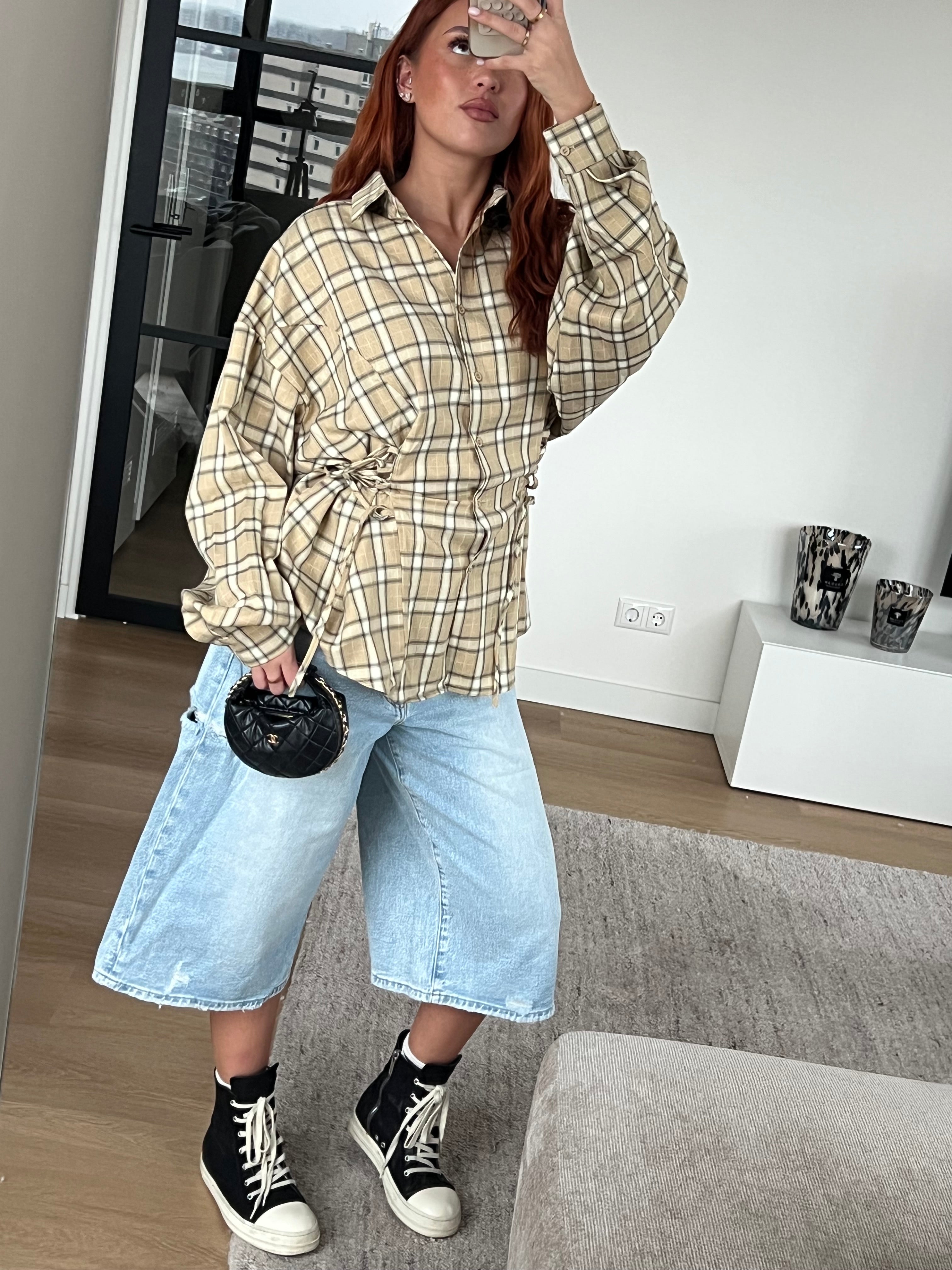 SNATCH CHECK SHIRT BEIGE