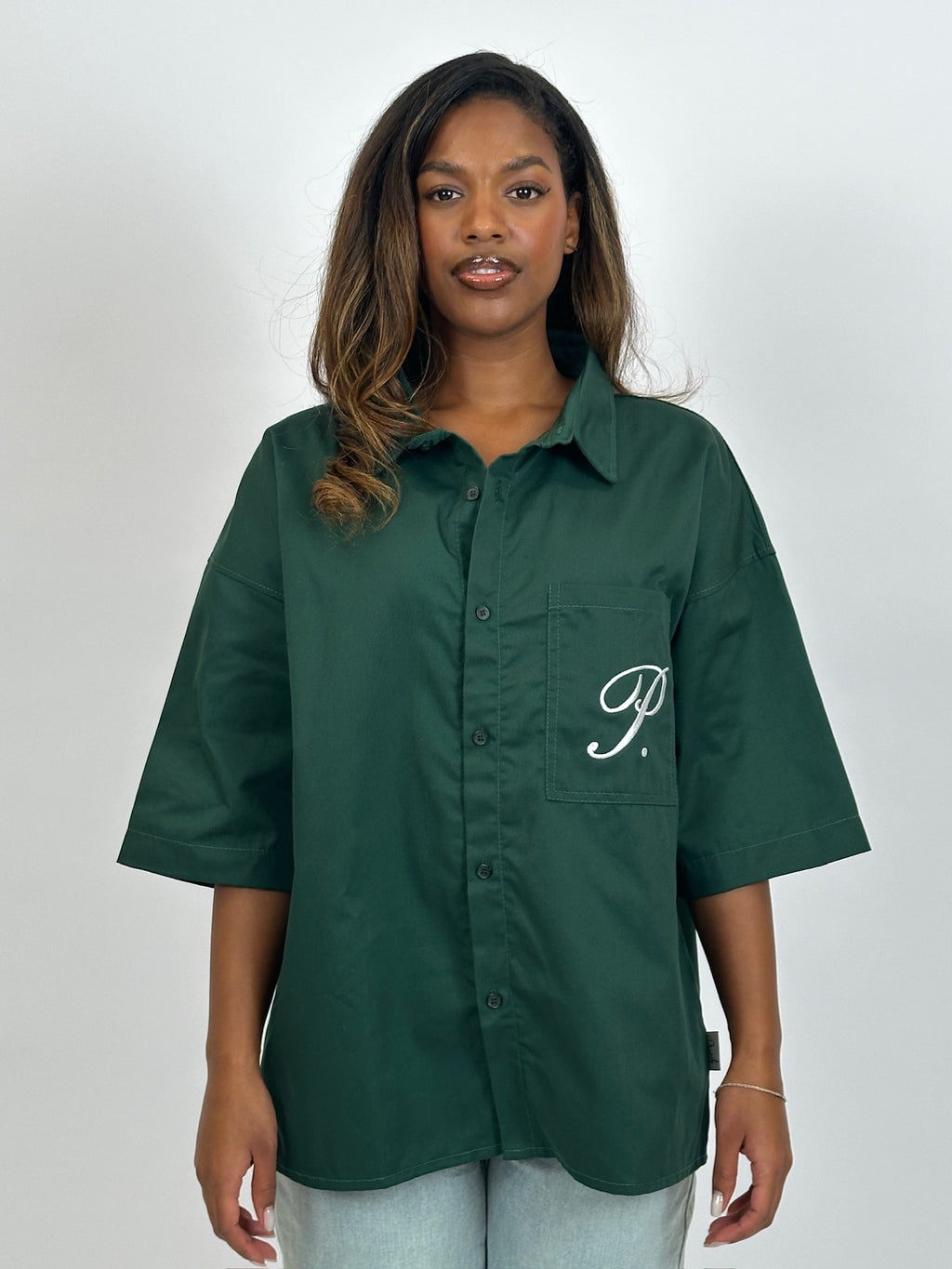 PRIORITY AMSTERDAM BOYFRIEND BLOUSE GREEN/WHITE
