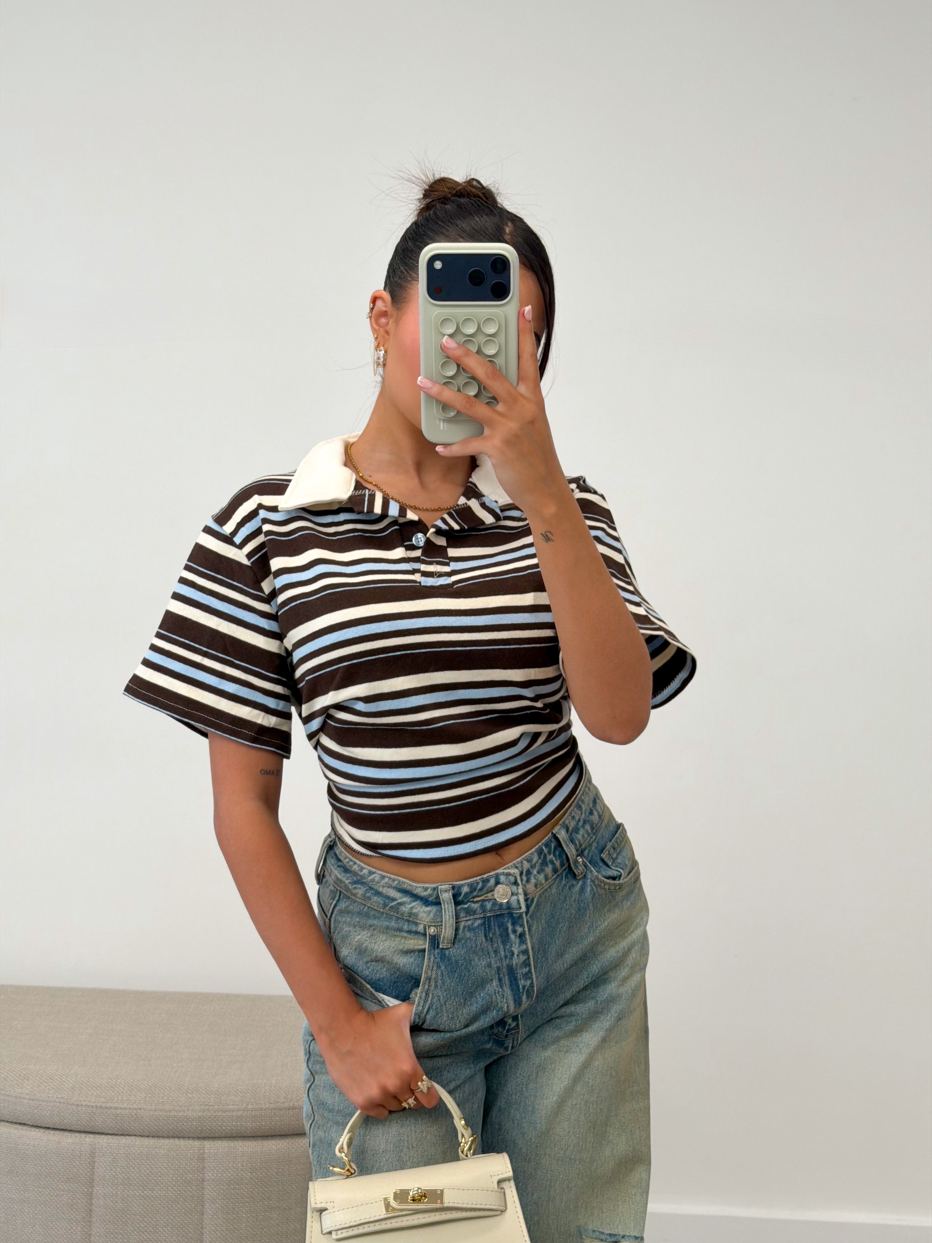 CROP POLO CHOCO BLUE