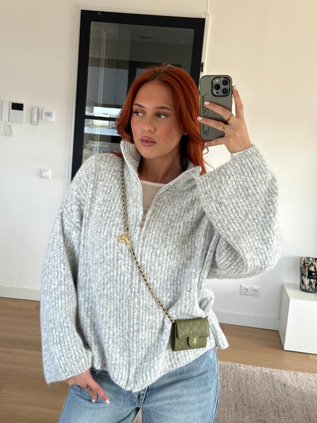 ZIP CARDI GREY