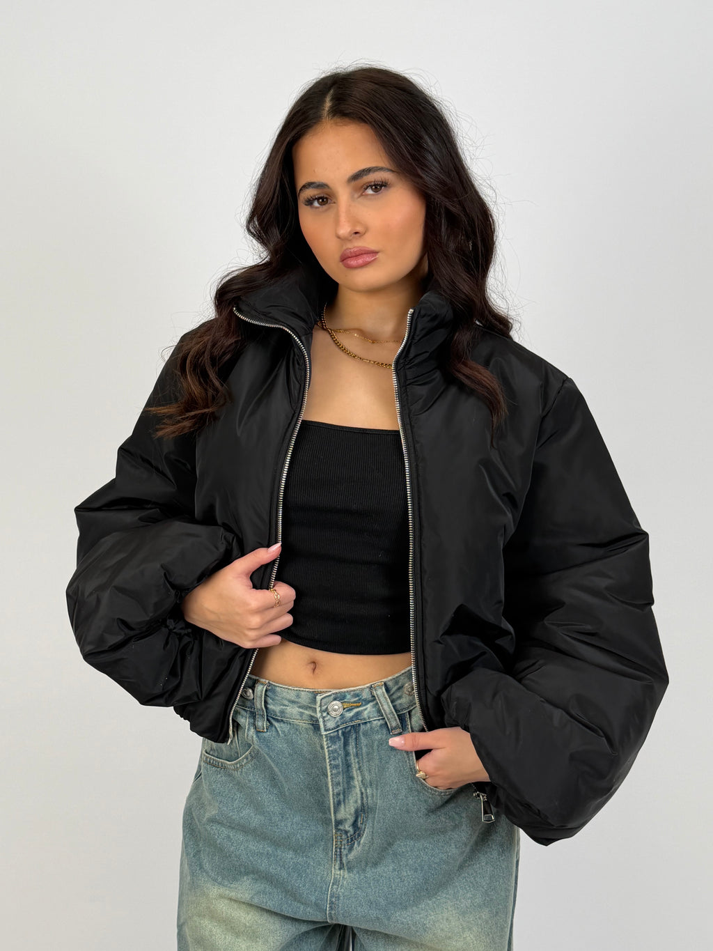 PUFFY BOMBER COAT BLACK