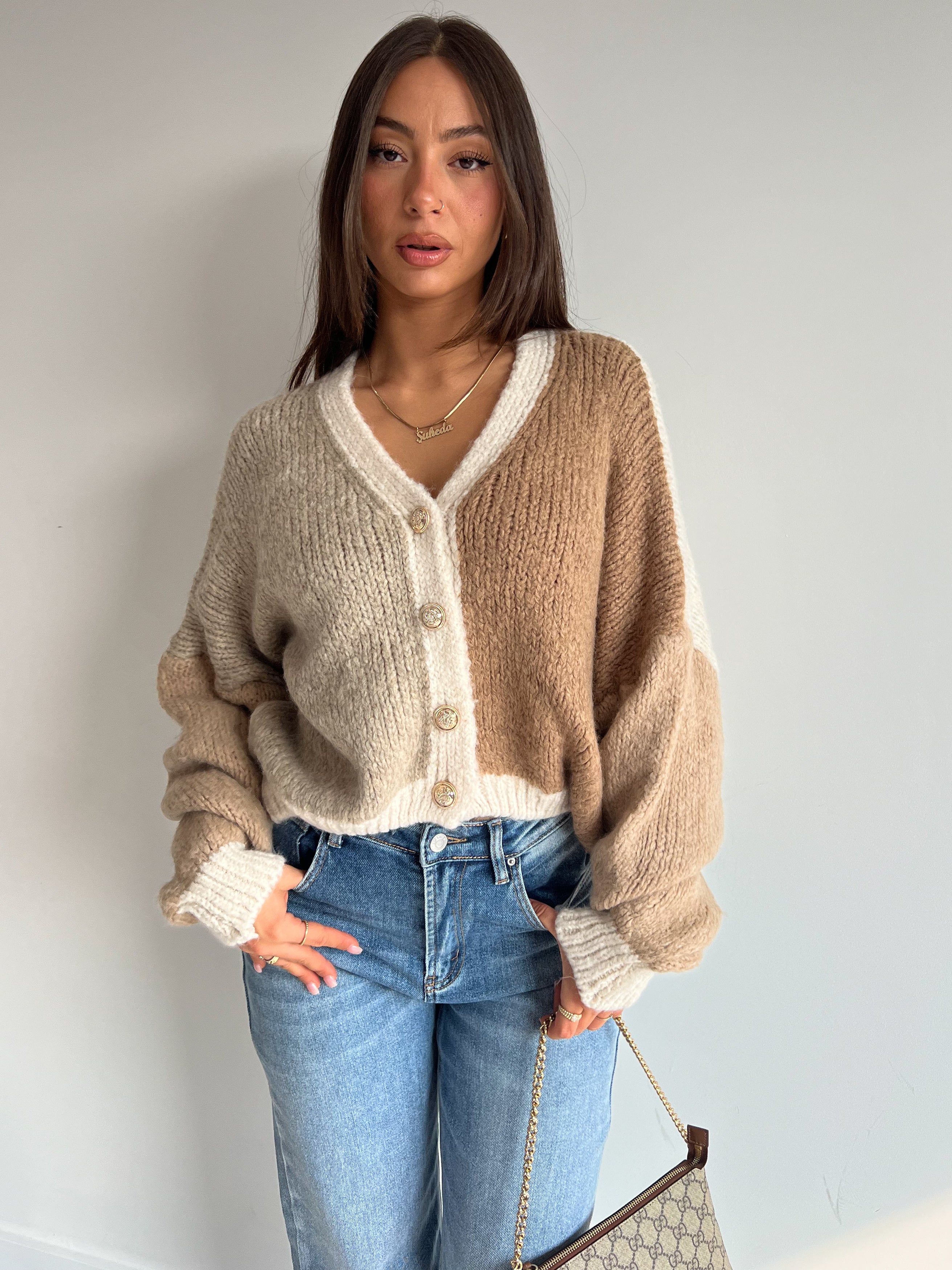 MULTI COLOUR CARDIGAN BROWN