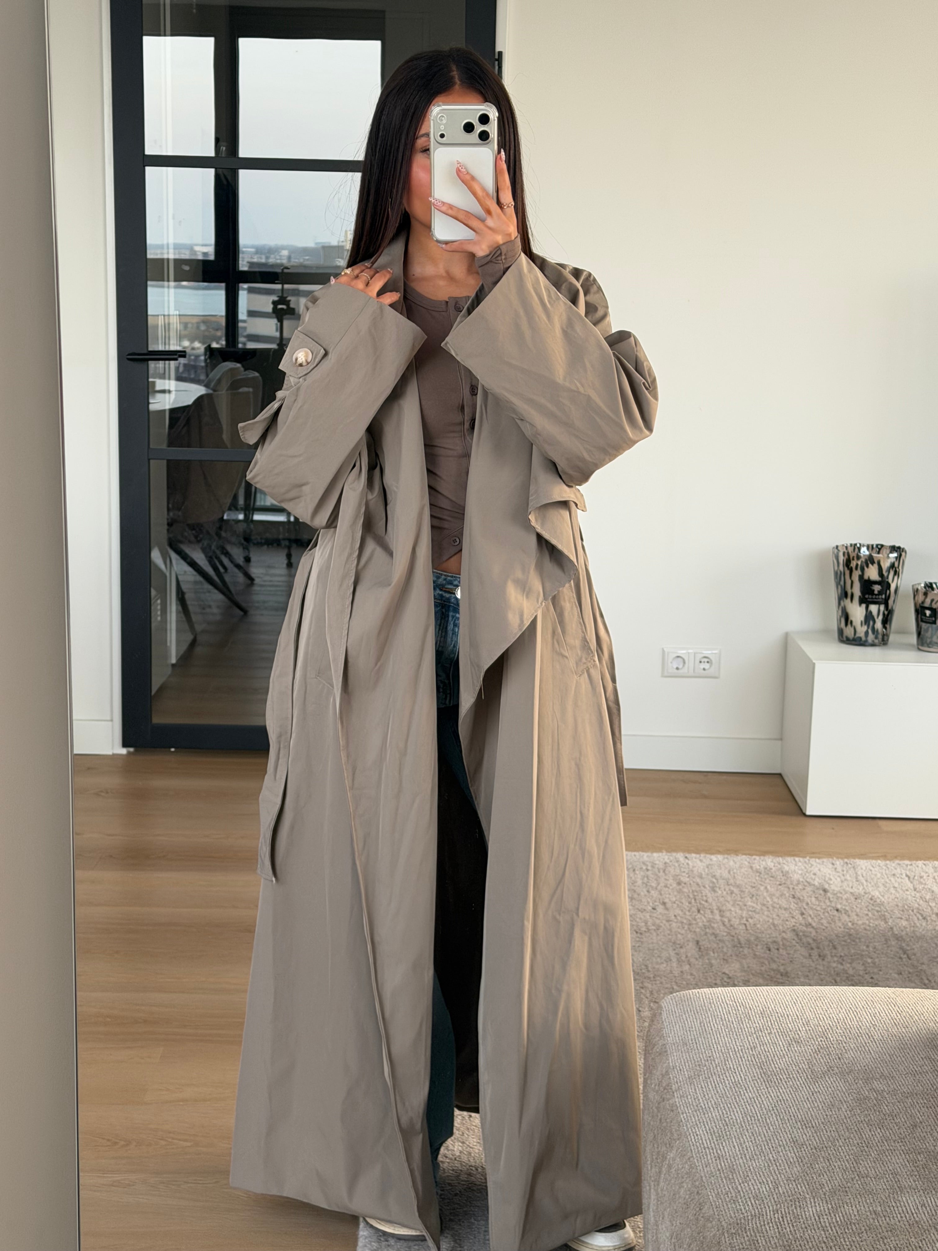 TINA TRENCH TAUPE
