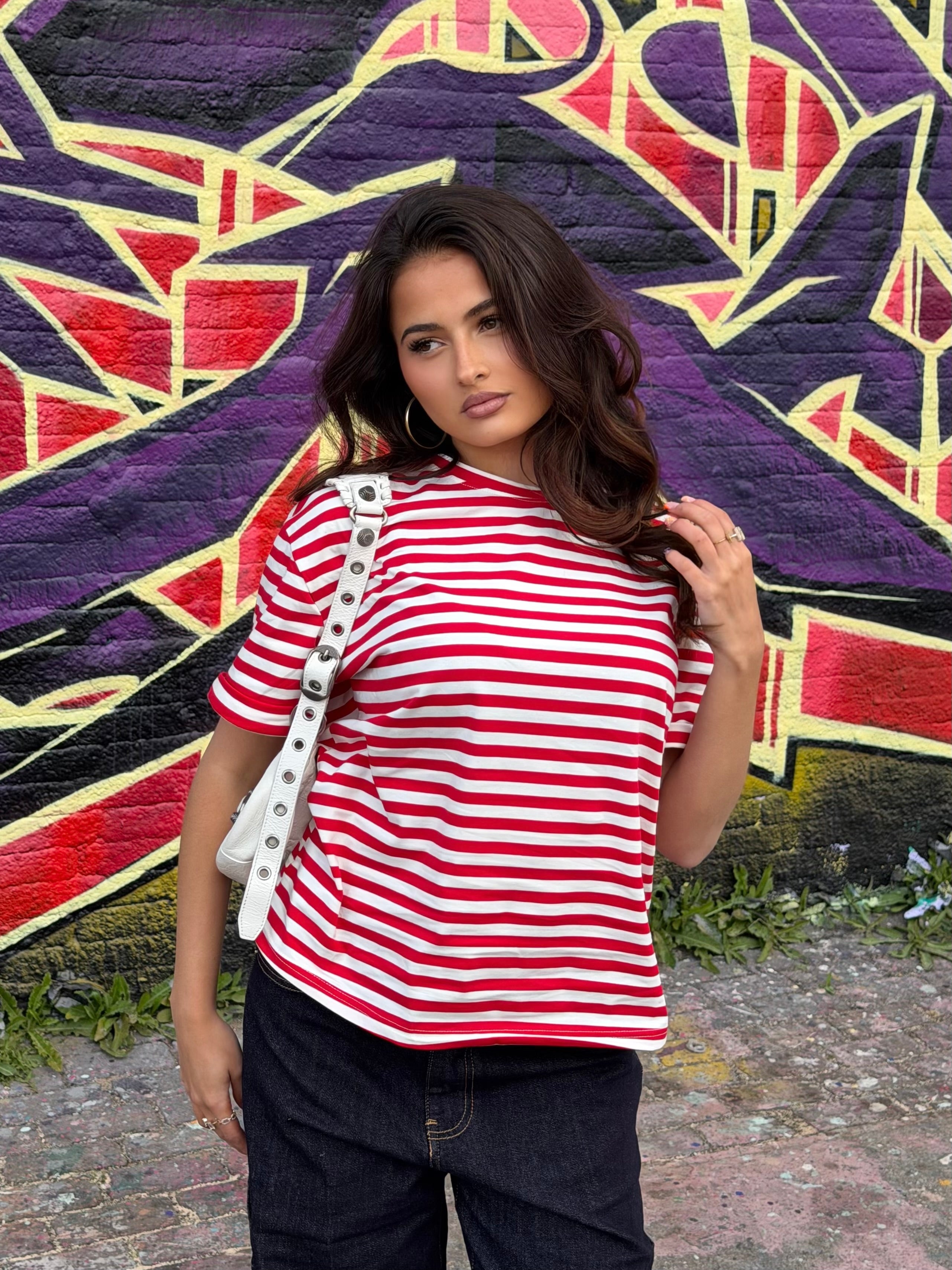 CHIARA TEE RED STRIPE