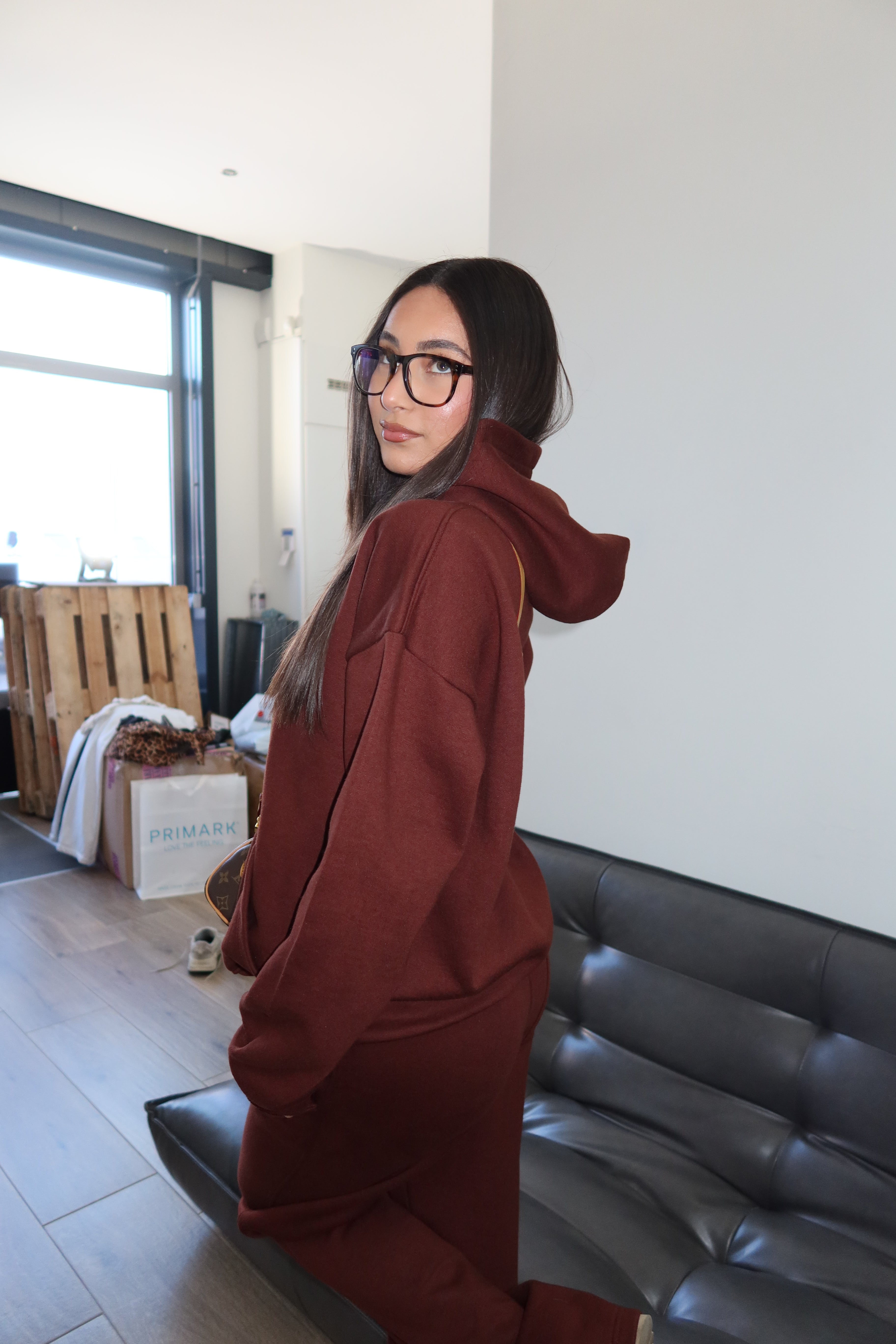 PREMIUM QUALITY PRIORITY BLANCS TRACKSUIT HOODIE BROWN