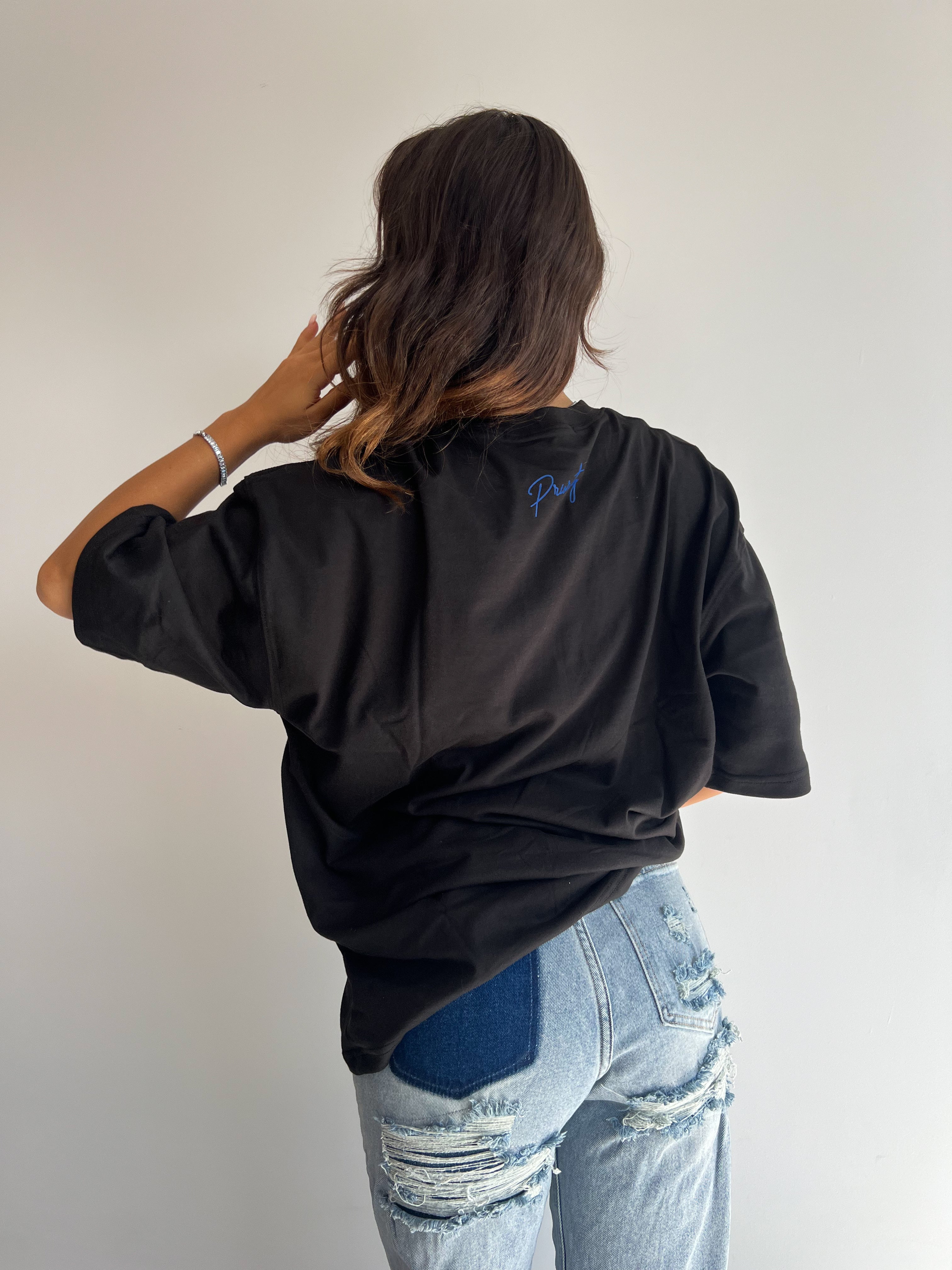 PREMIUM AMORE TEE BLACK/COBALT