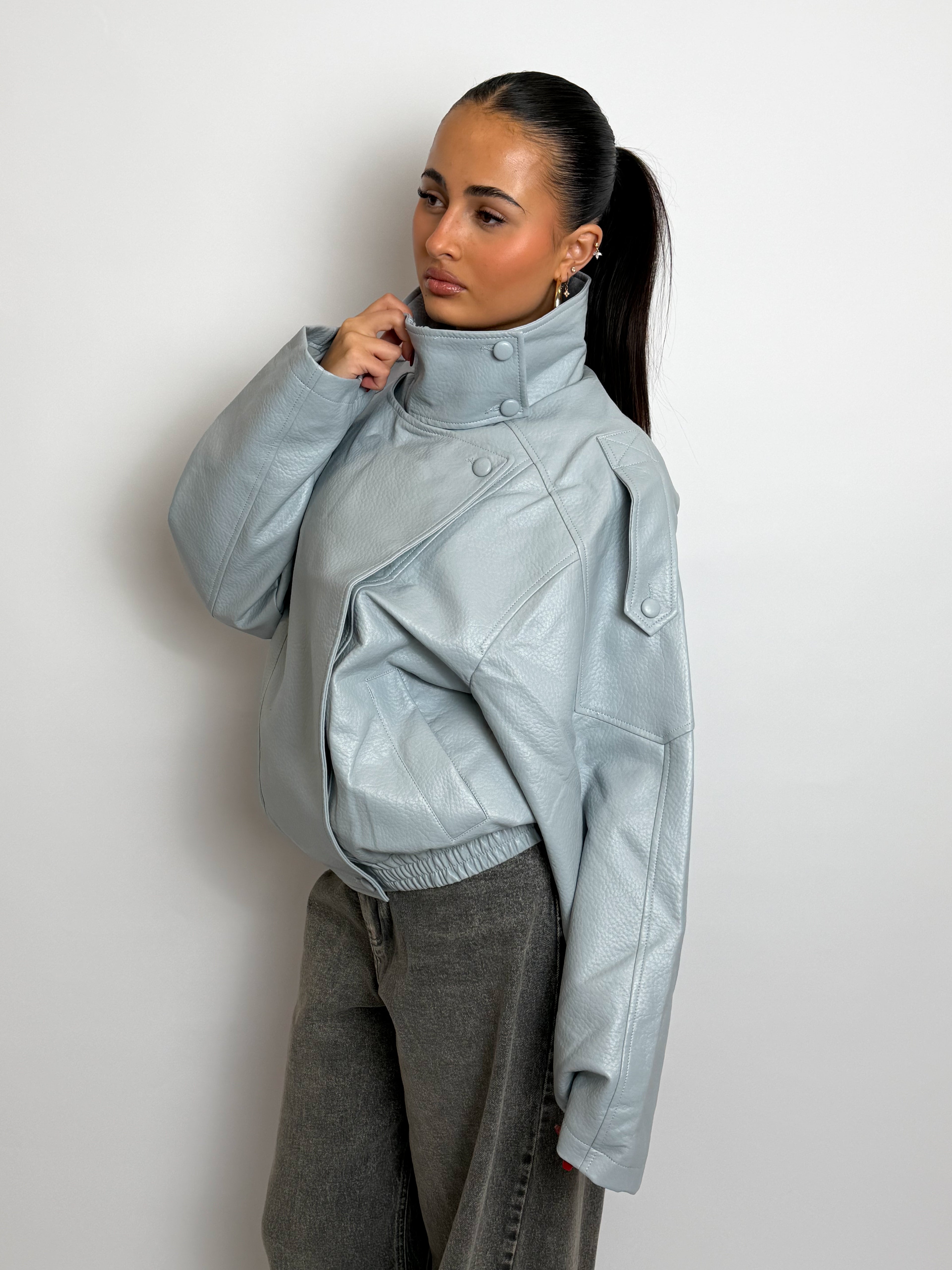 LAURENT ICE BLUE LEATHER JACKET