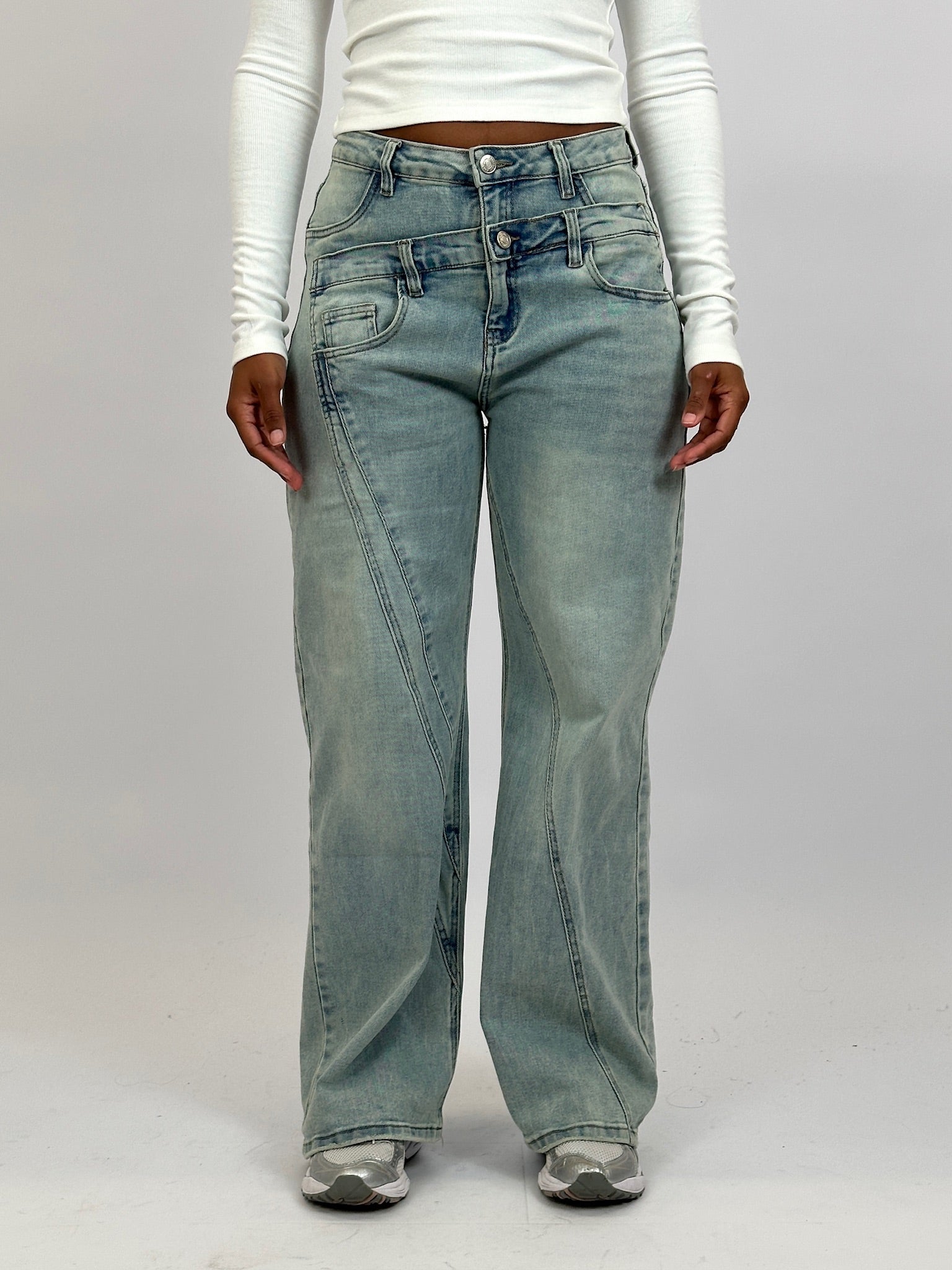 DOUBLE WAIST STRETCH JEANS