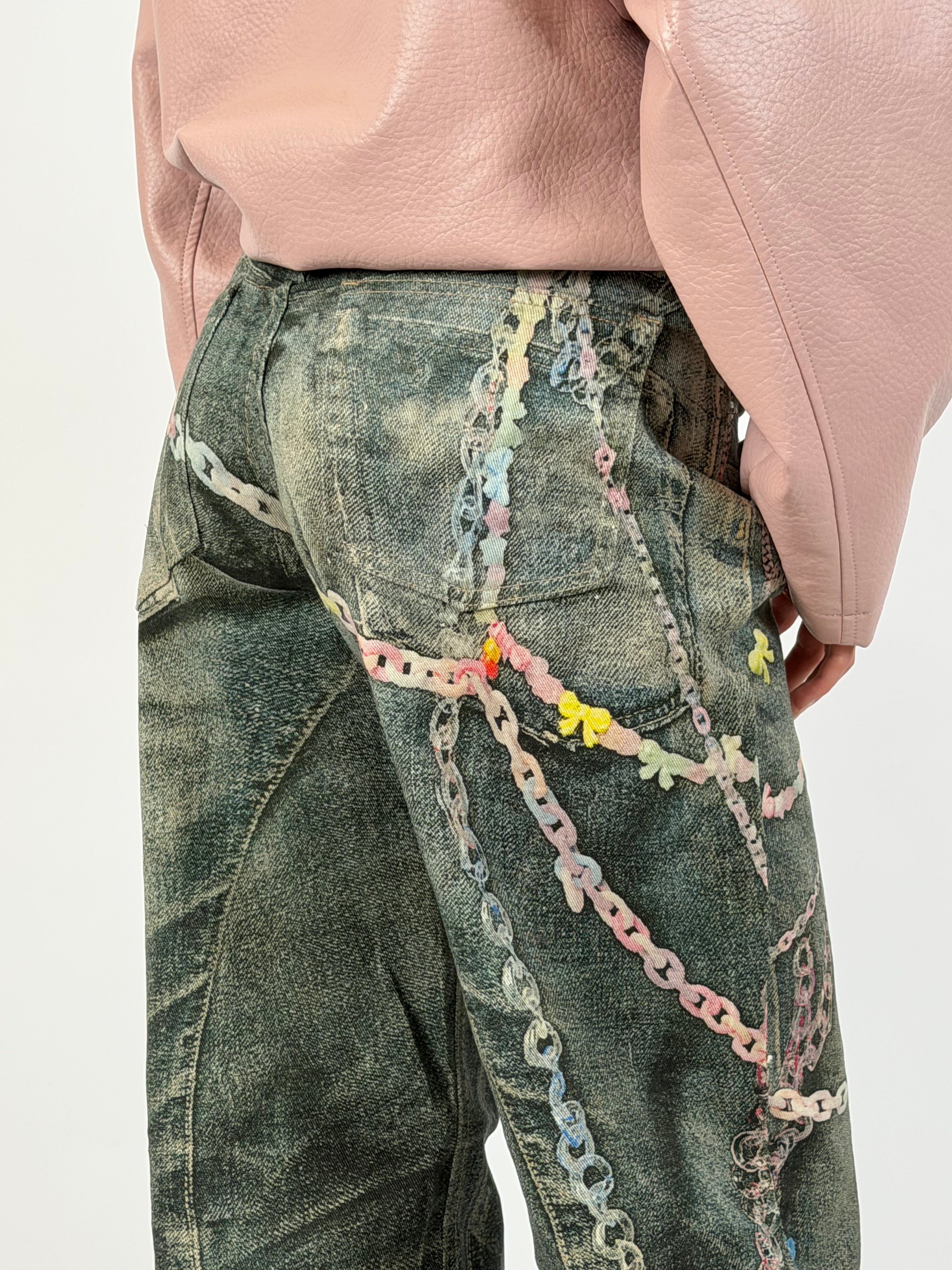 SPECIAL EDITION STRETCH CHAIN JEANS PINK