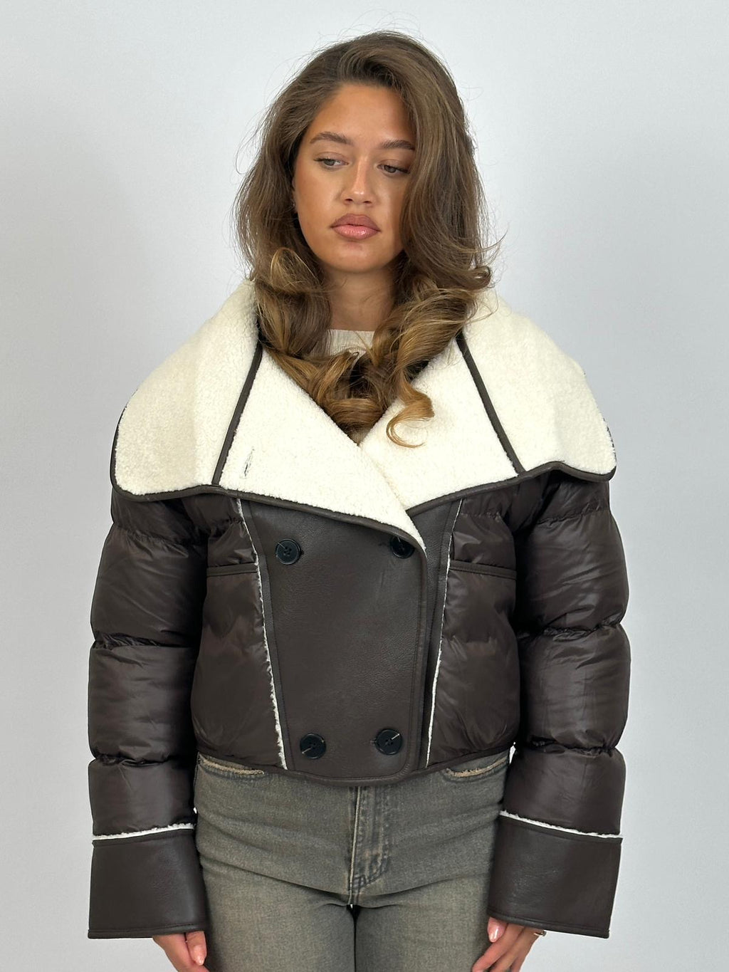 TEDDY LINED PUFFER CHOCO