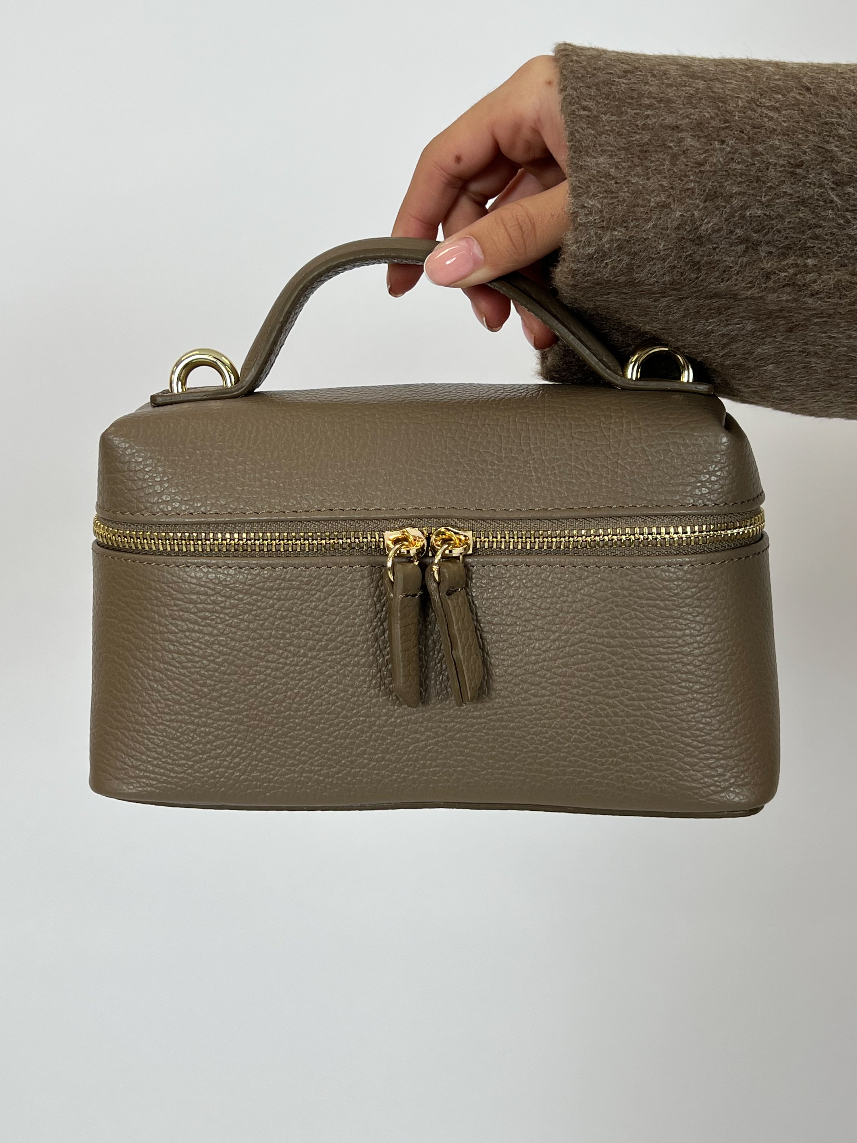 MILA REAL LEATHER BAG TAUPE