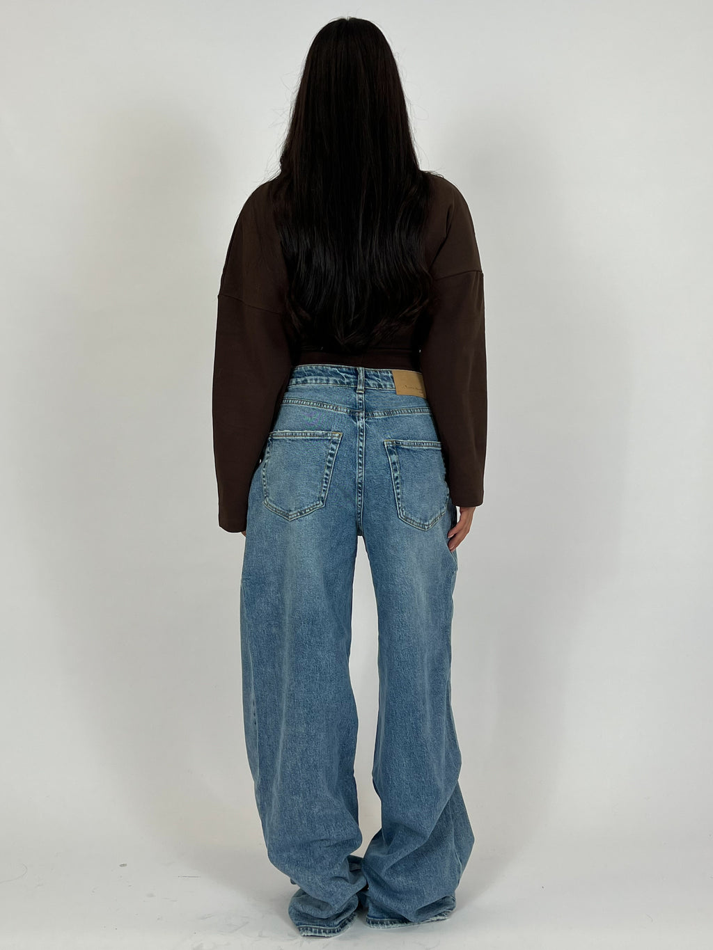 BAGGY STRETCH WIDE LEG MID BLUE