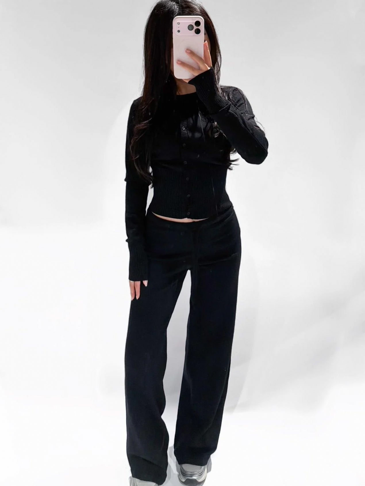 MIMI MID WAIST COMFY TROUSERS BLACK