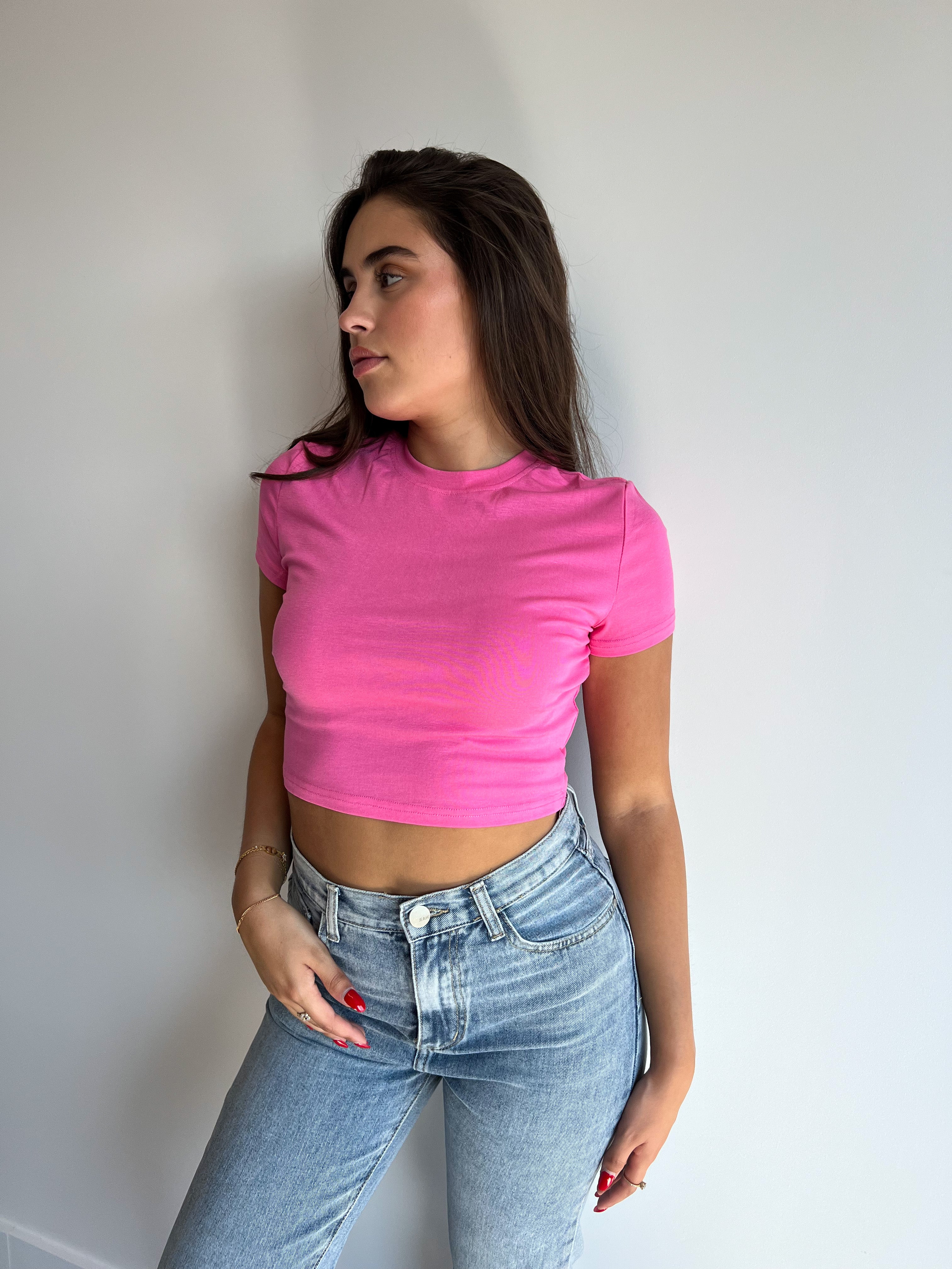 STRETCHY BASIC SHORTSLEEVE PINK