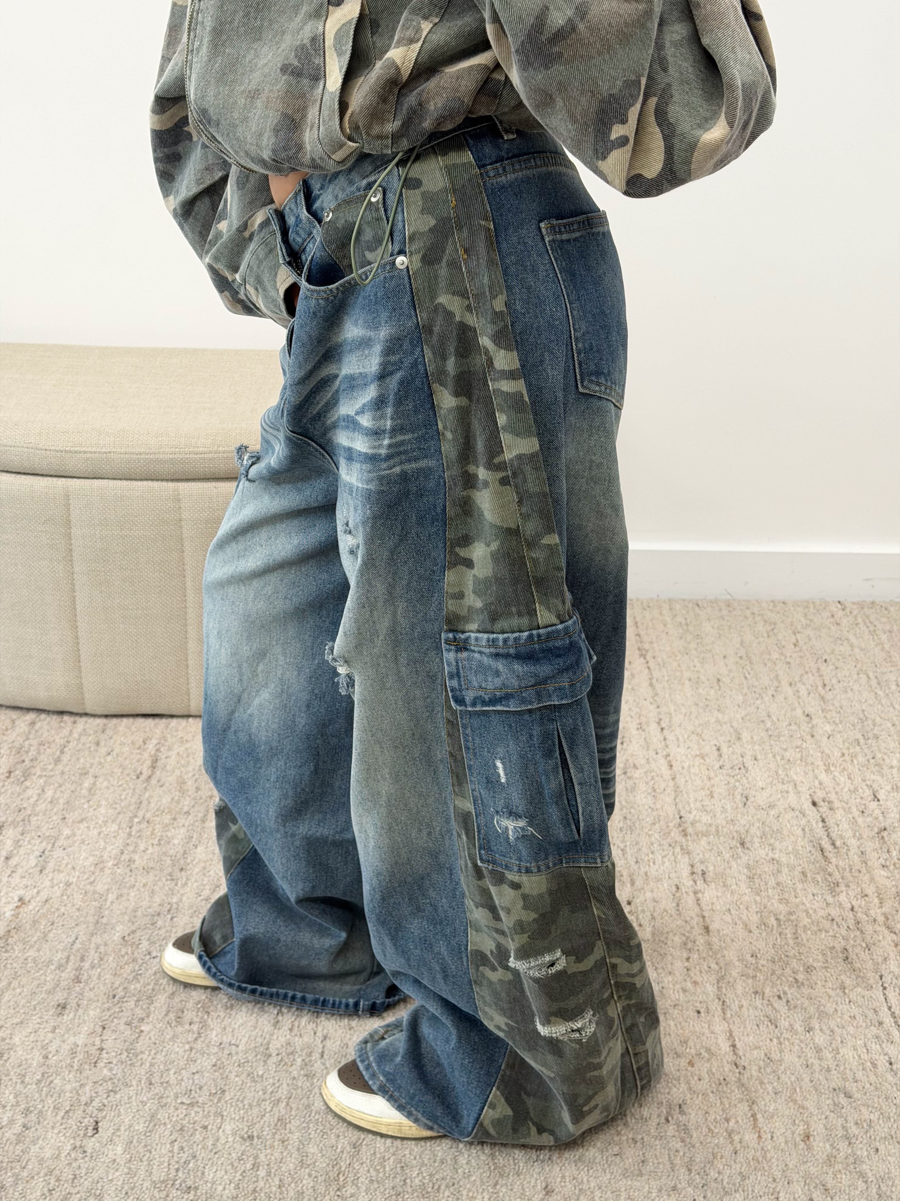 HALF CAMO HALF DENIM JEANS