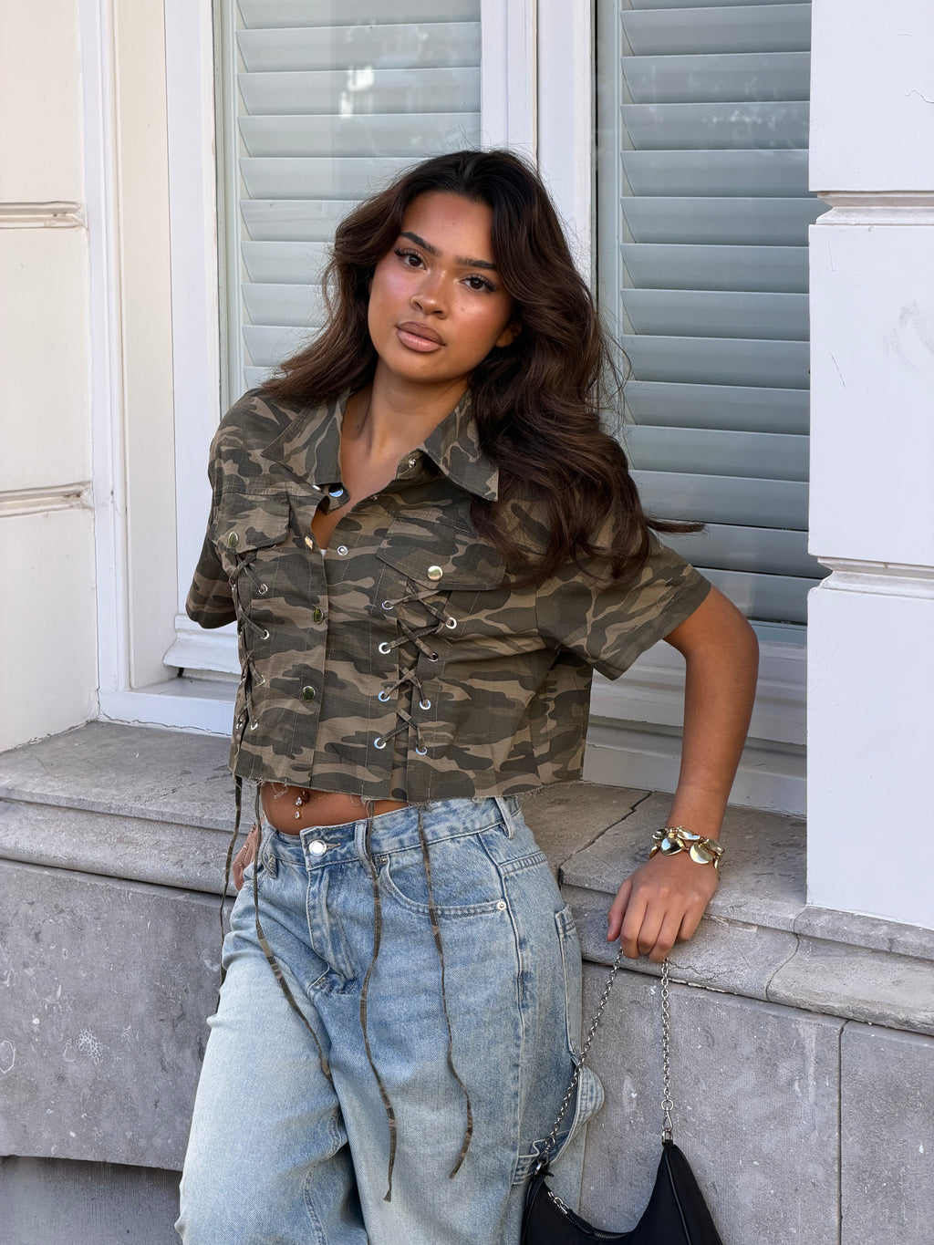 KELLY TIE UP TOP CAMO