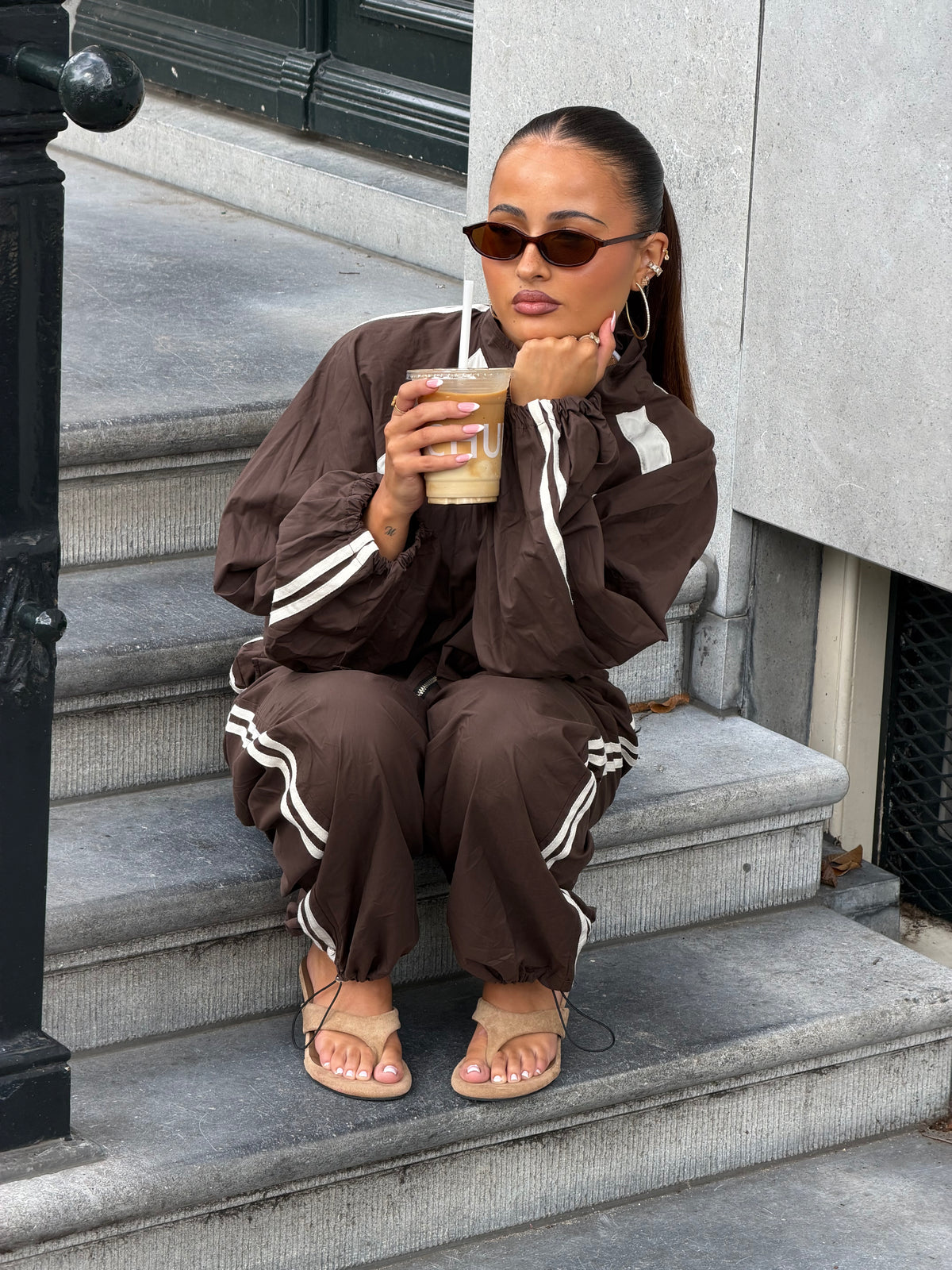 GINA WINDBREAKER TRACKSUIT BROWN