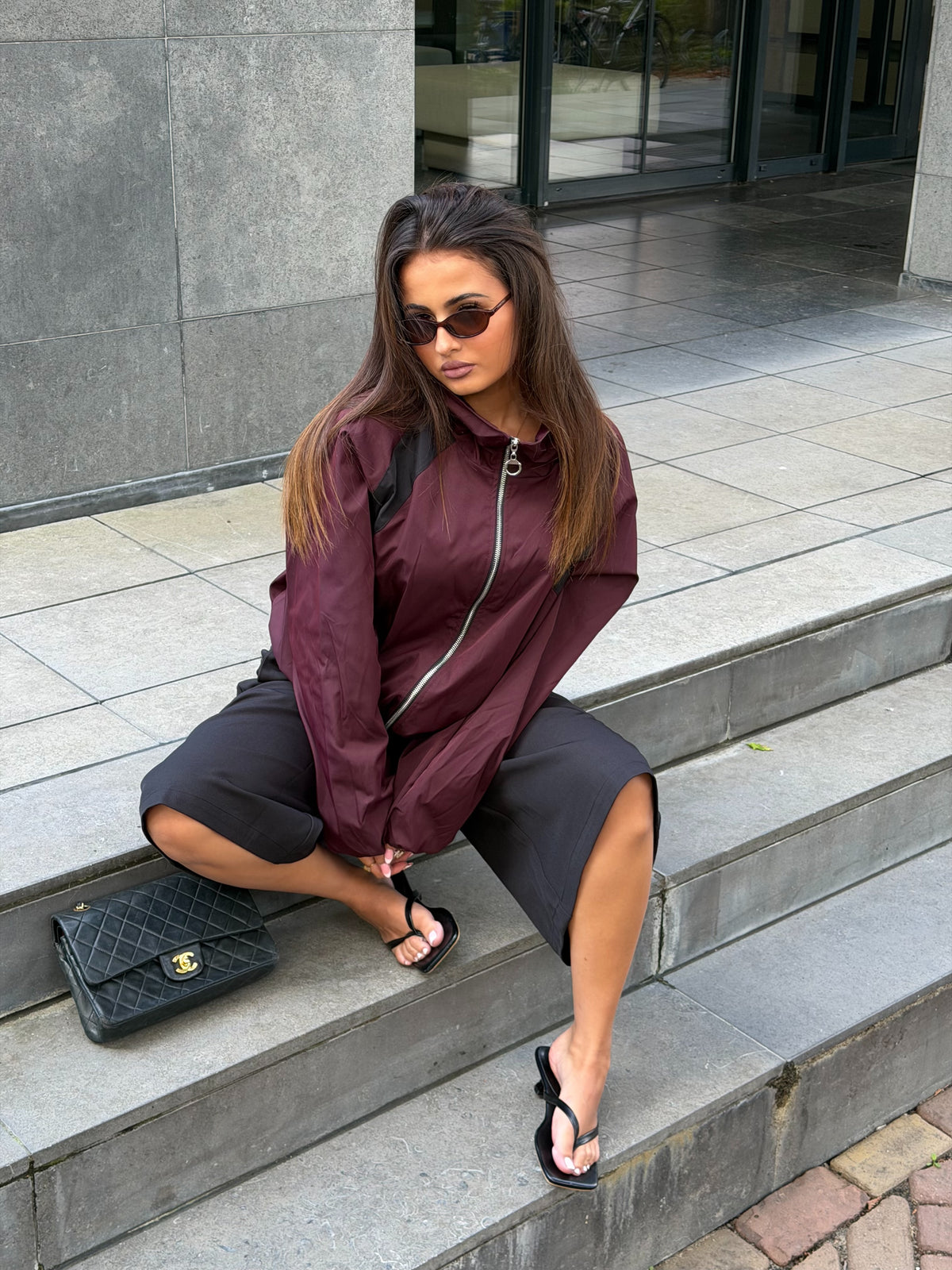 TWO TONE WINDBREAKER JACKET BORDEAUX