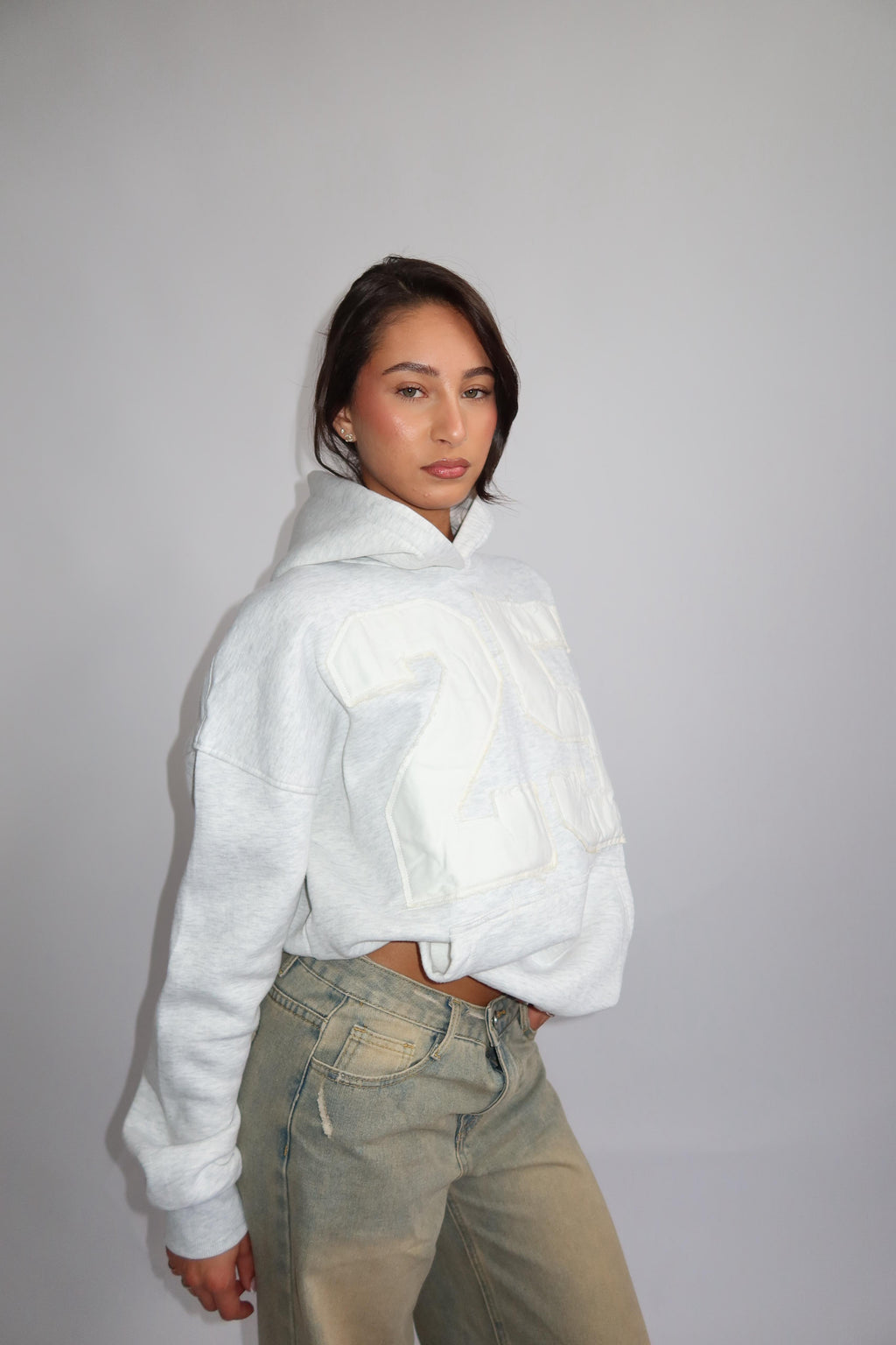 25 ICONIC HOODIE GREY/WHITE