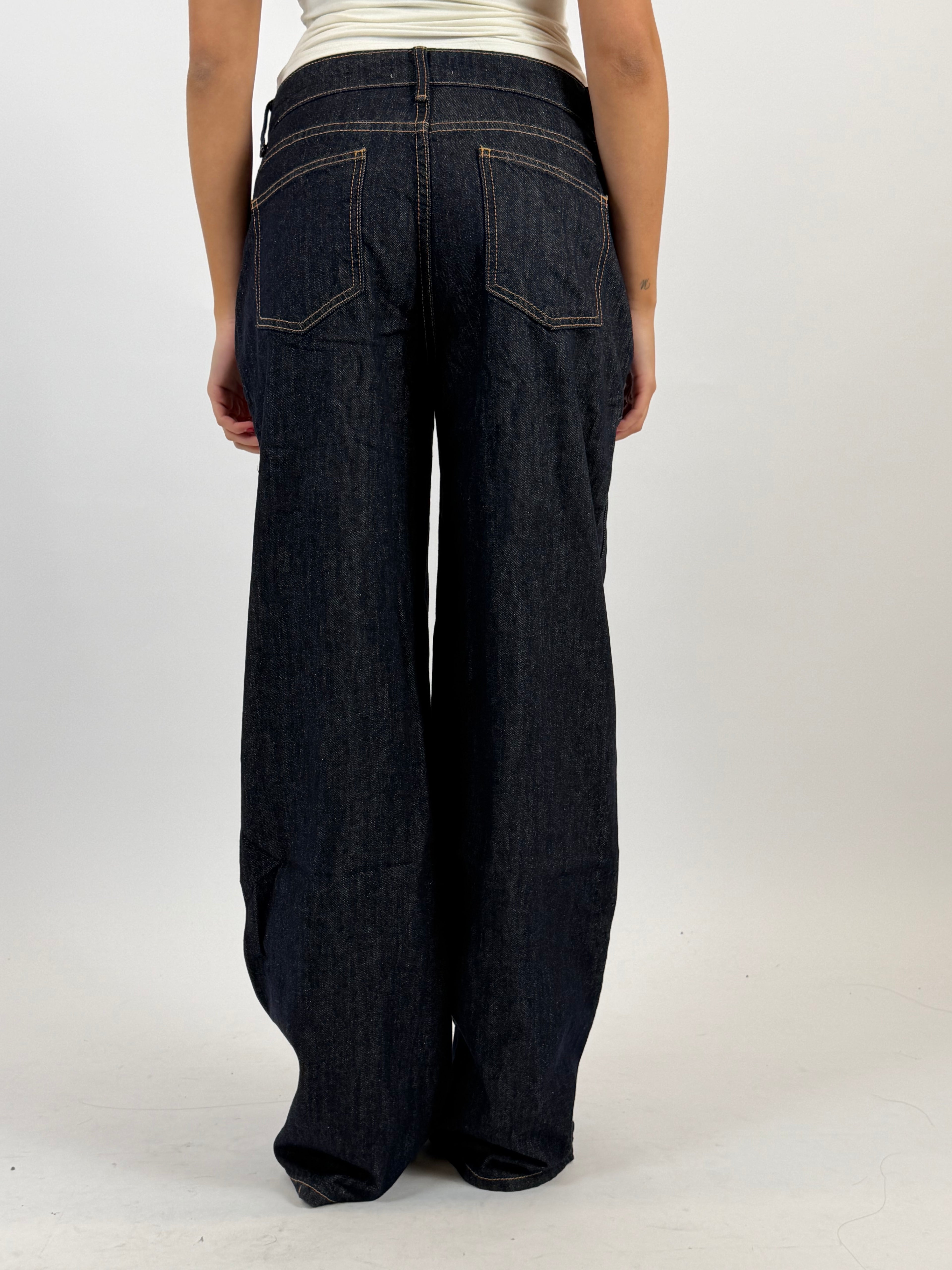 MID WAIST DARK STRETCH DENIM