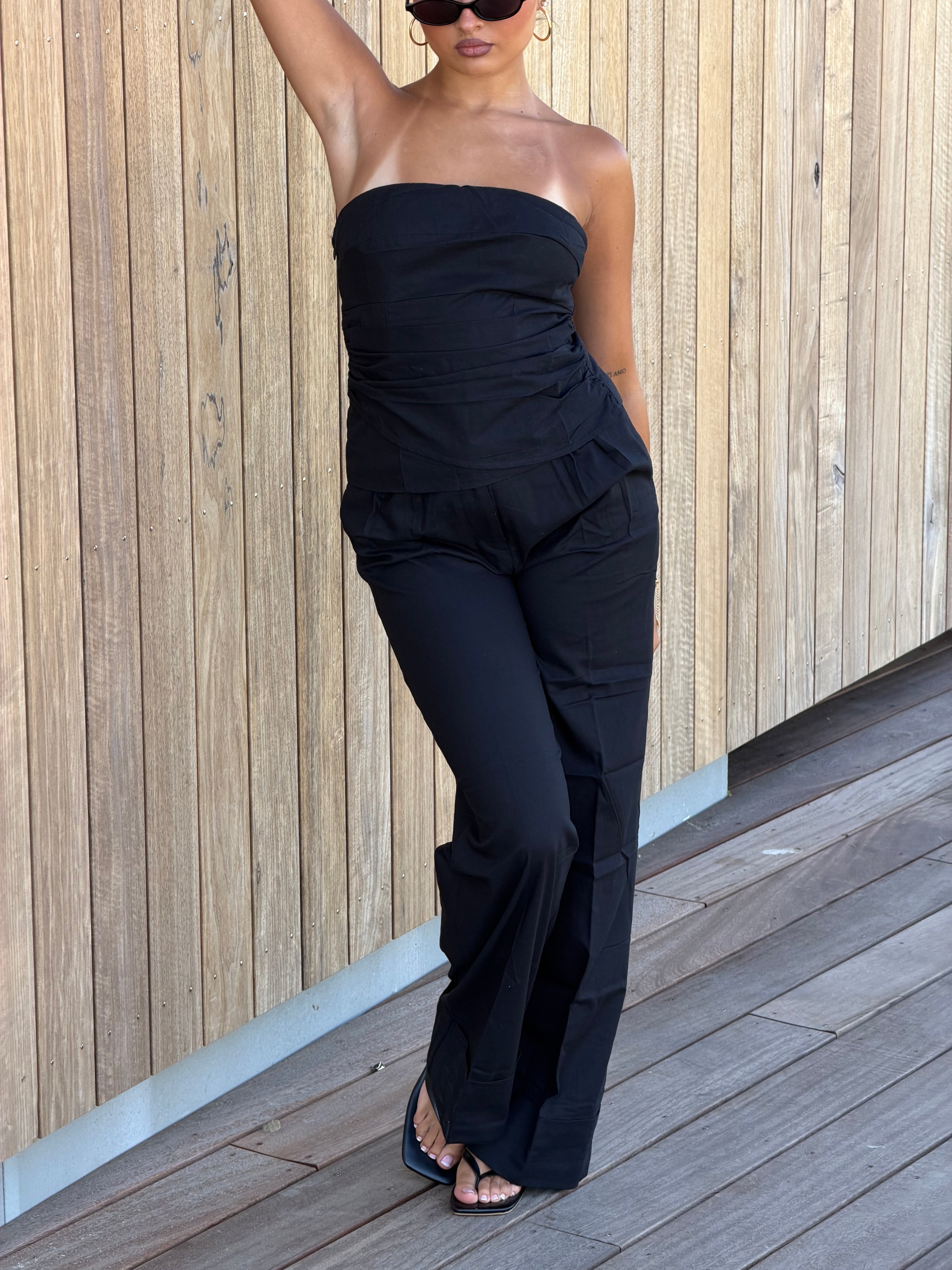 LUNA LINEN TWO PIECE BLACK