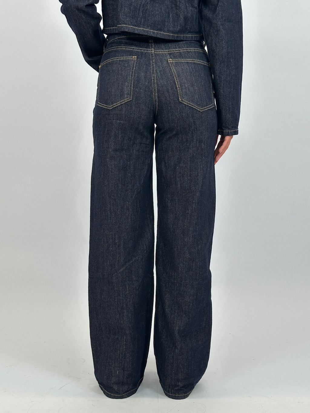 MID WAIST DARK STRETCH DENIM