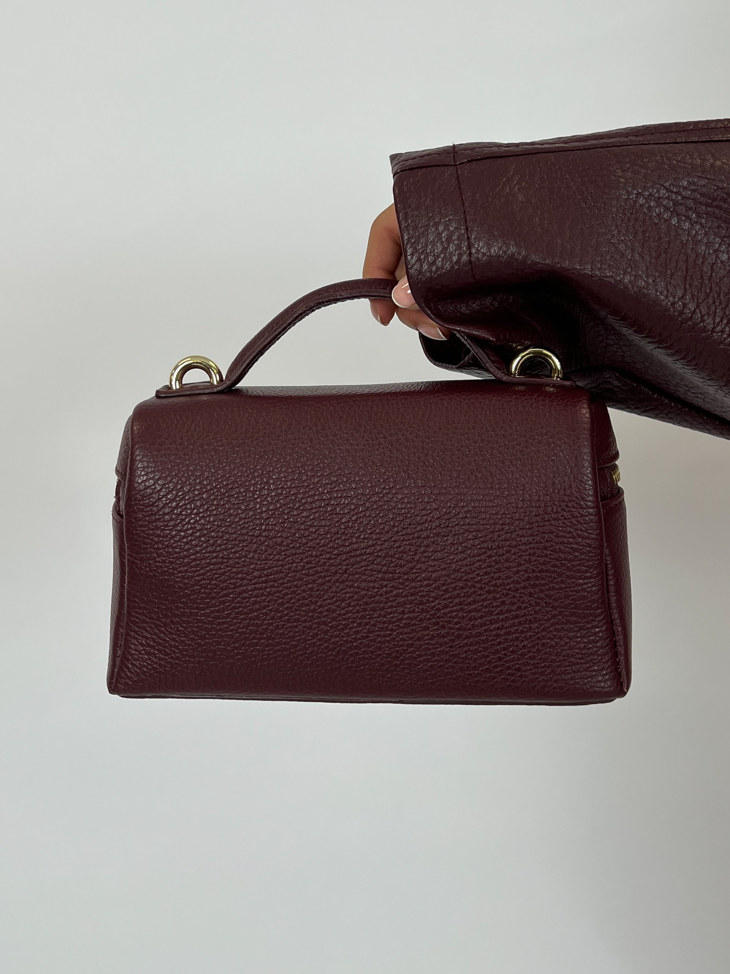 MILA REAL LEATHER BAG BORDEAUX