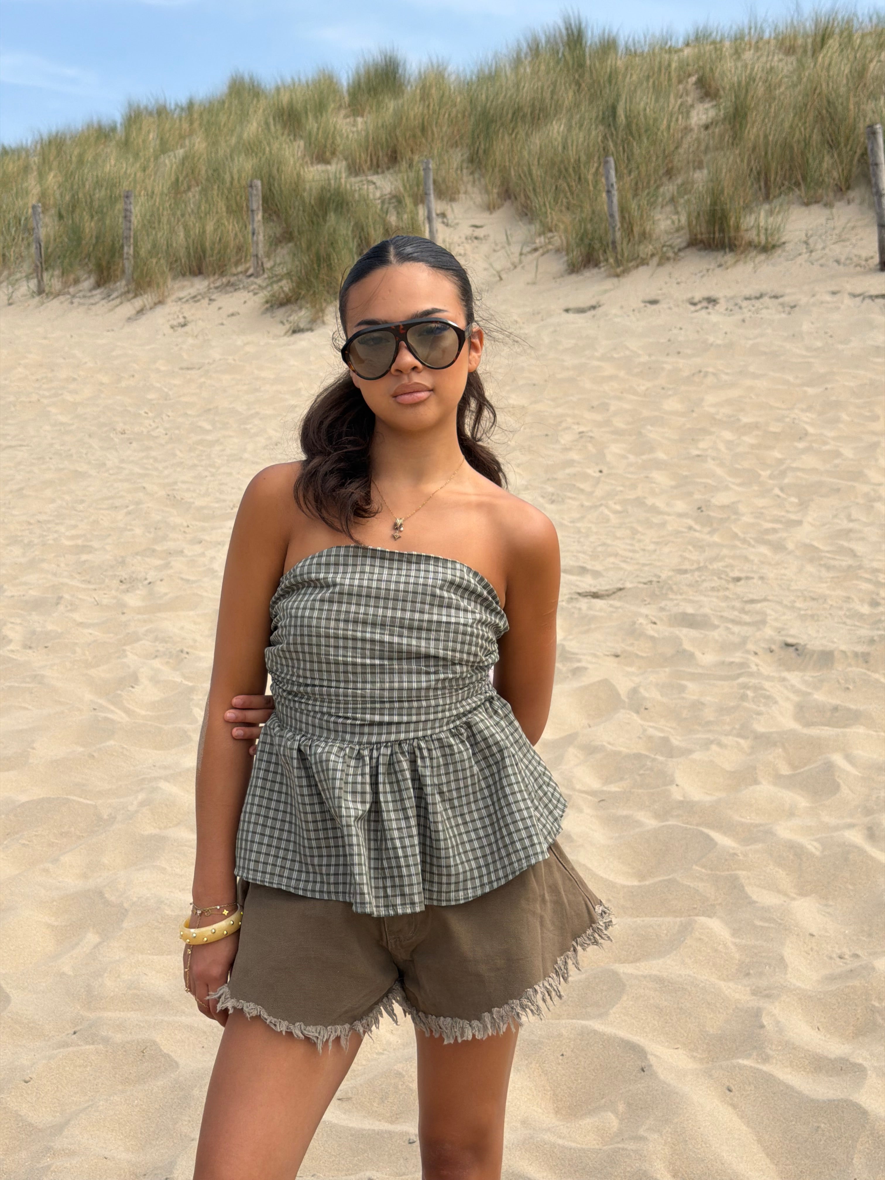 SIENNA STRAPLESS TOP ARMY