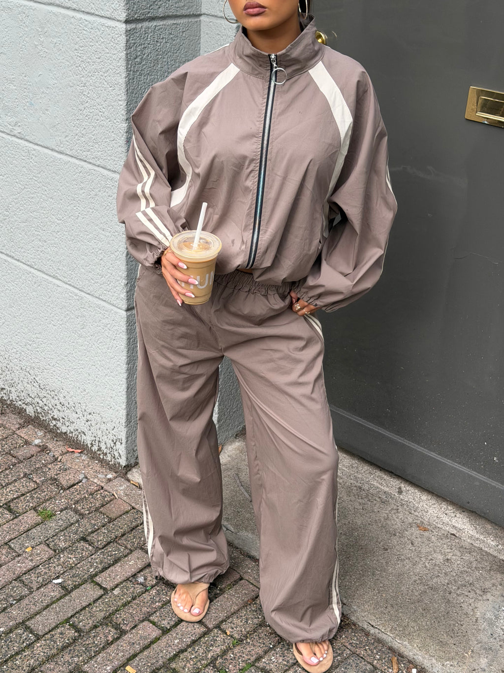 GINA WINDBREAKER TRACKSUIT TAUPE
