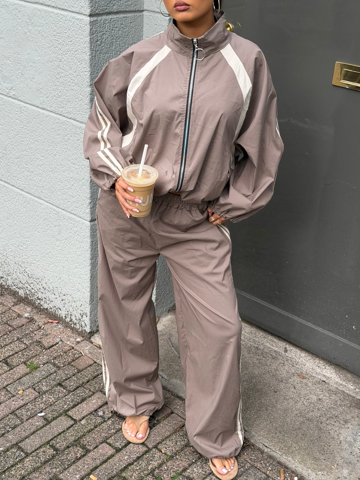 GINA WINDBREAKER TRACKSUIT TAUPE