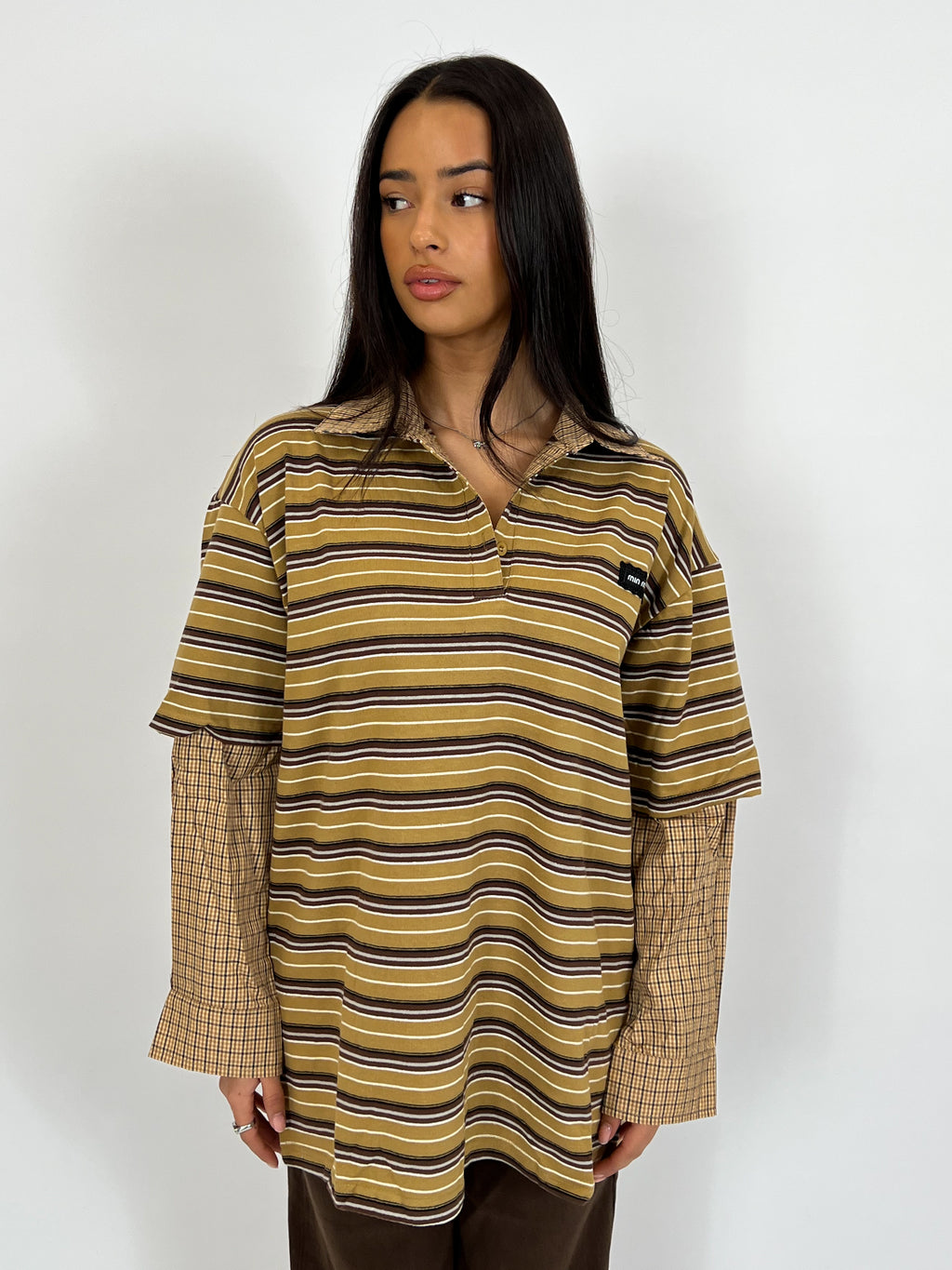 MIMI INSPIRED SHIRT LONGSLEEVE MUSTARD/CHECKS