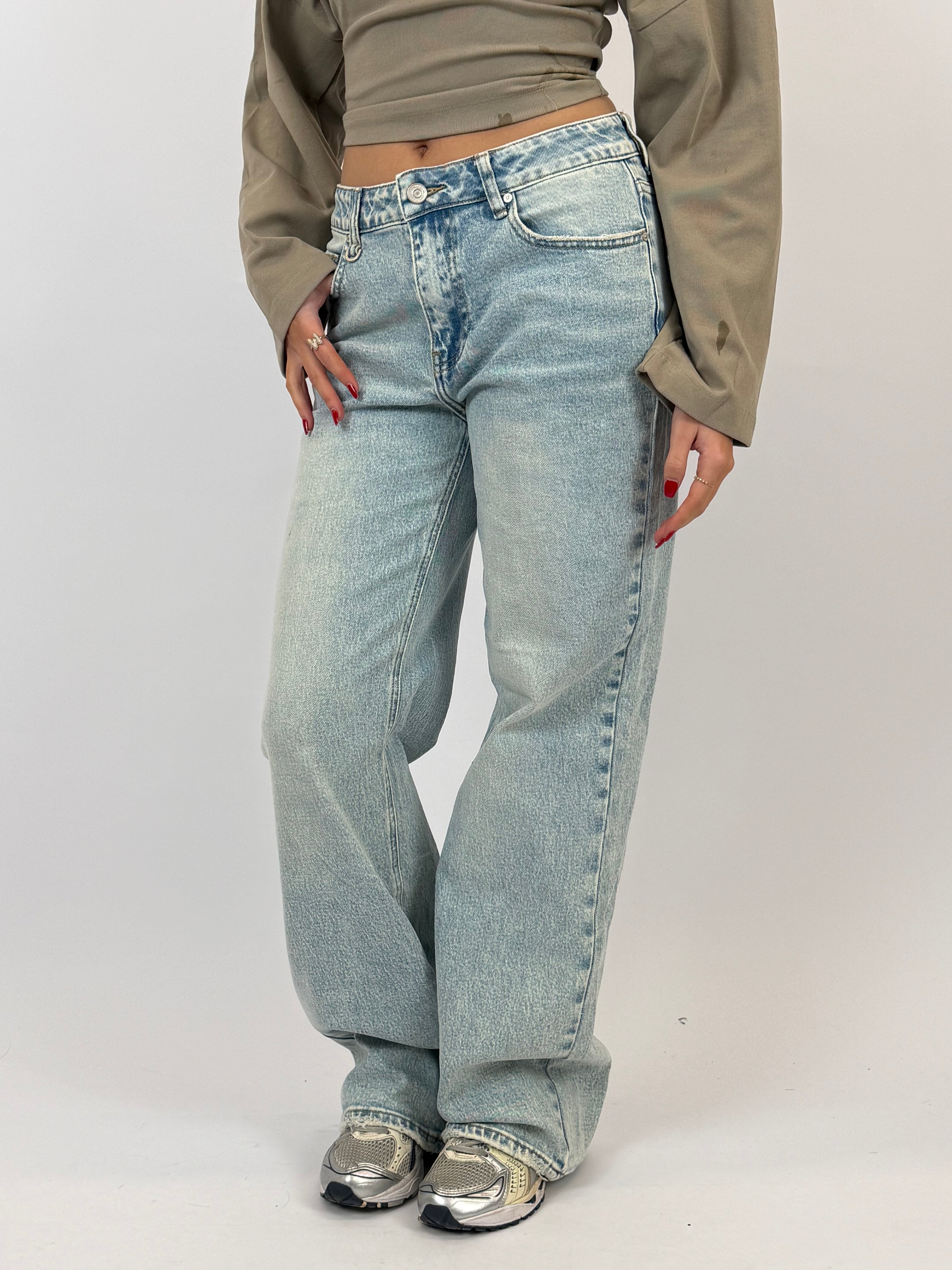 MID WAIST STRETCH WIDE LEG LIGHT BLUE