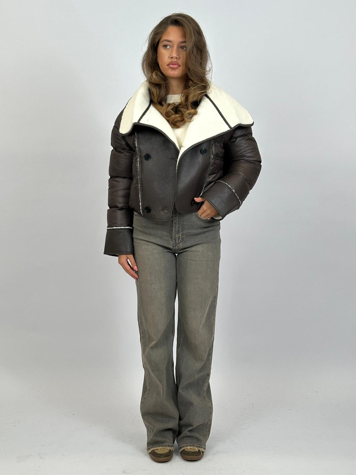 TEDDY LINED PUFFER CHOCO