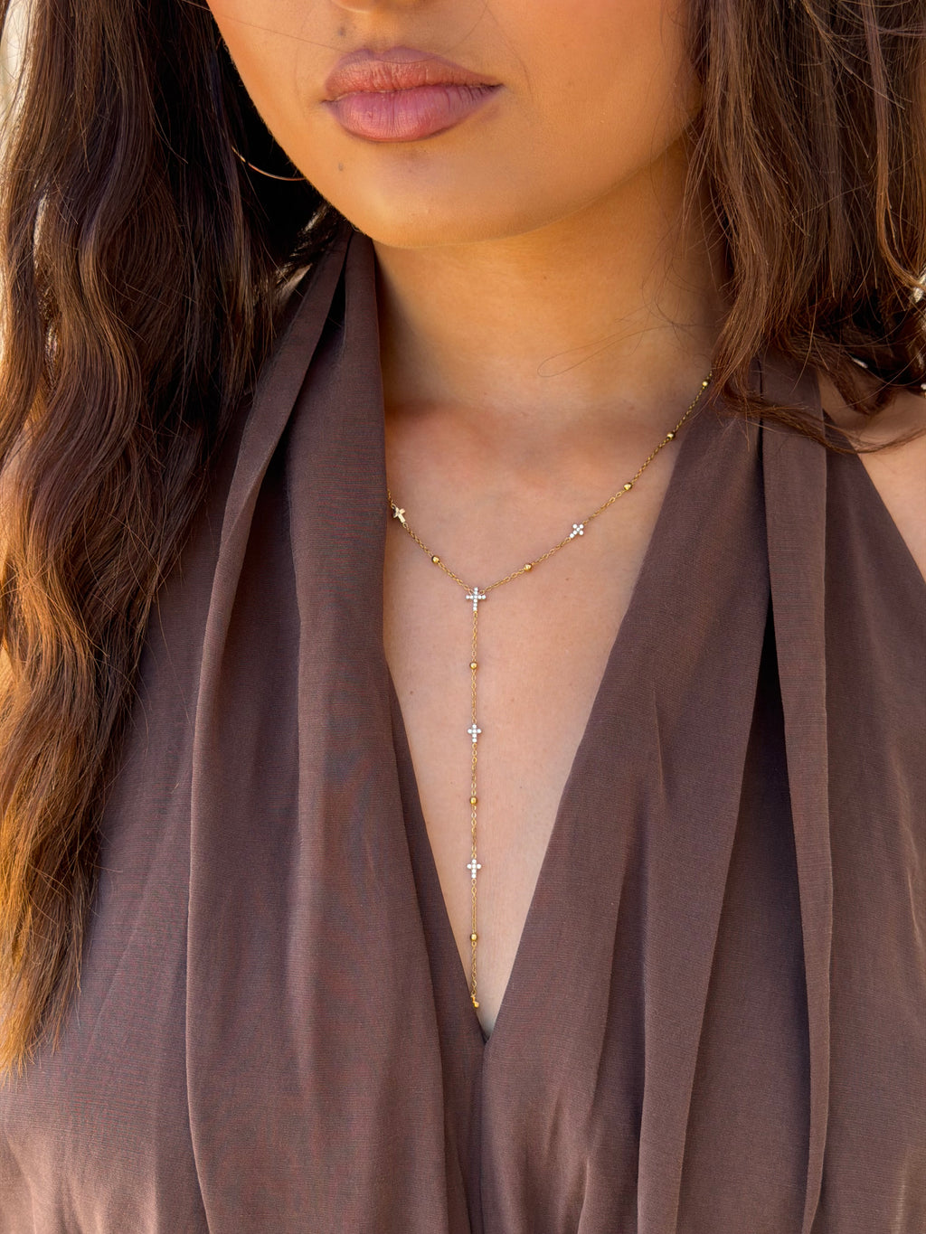 DRAPED CROSS NECKLACE