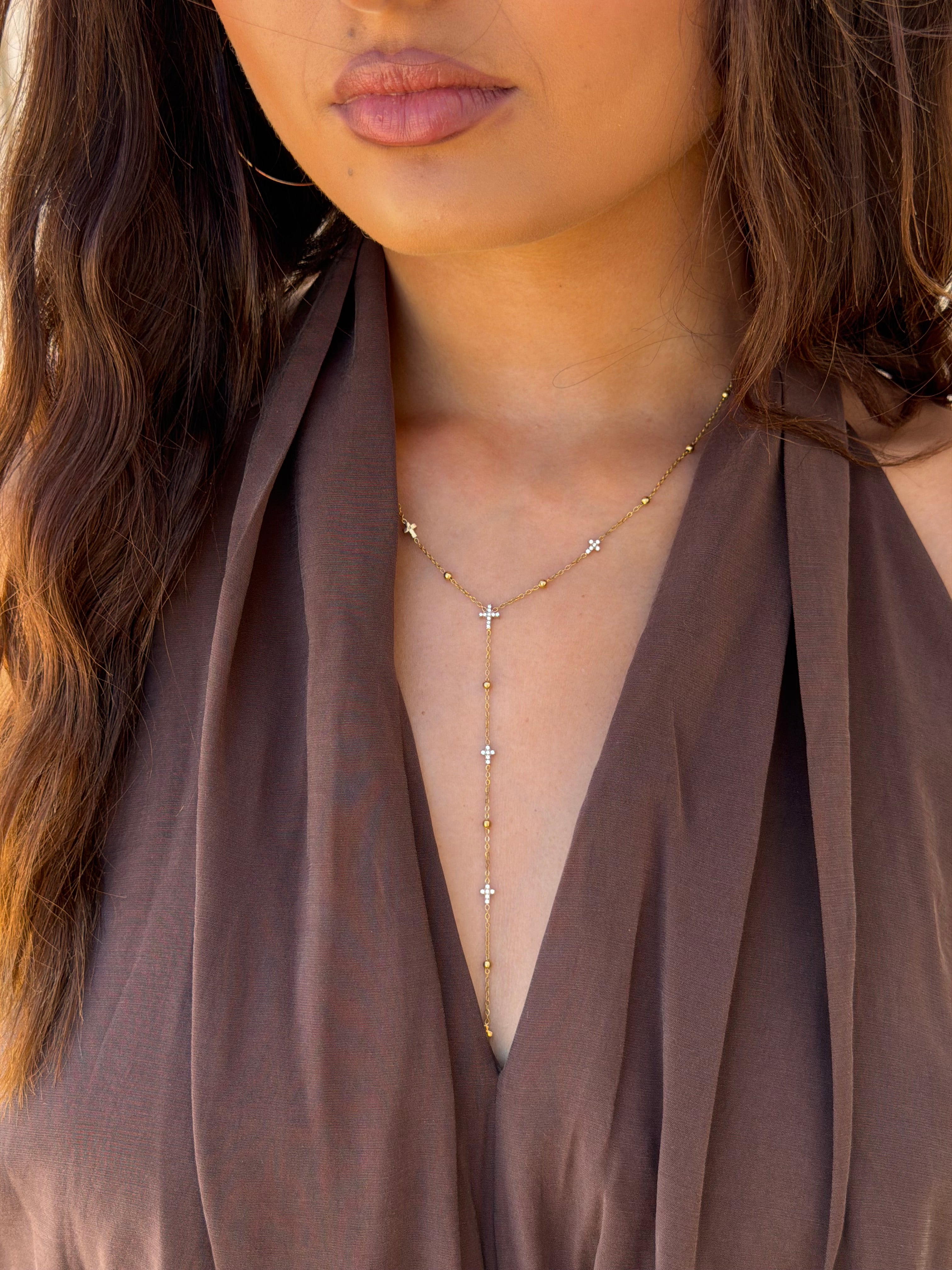 DRAPED CROSS NECKLACE