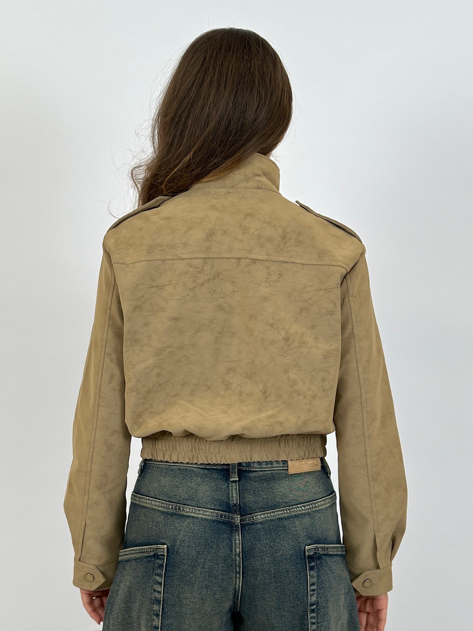 SUÈDE LOOK BOMBER JACKET BEIGE