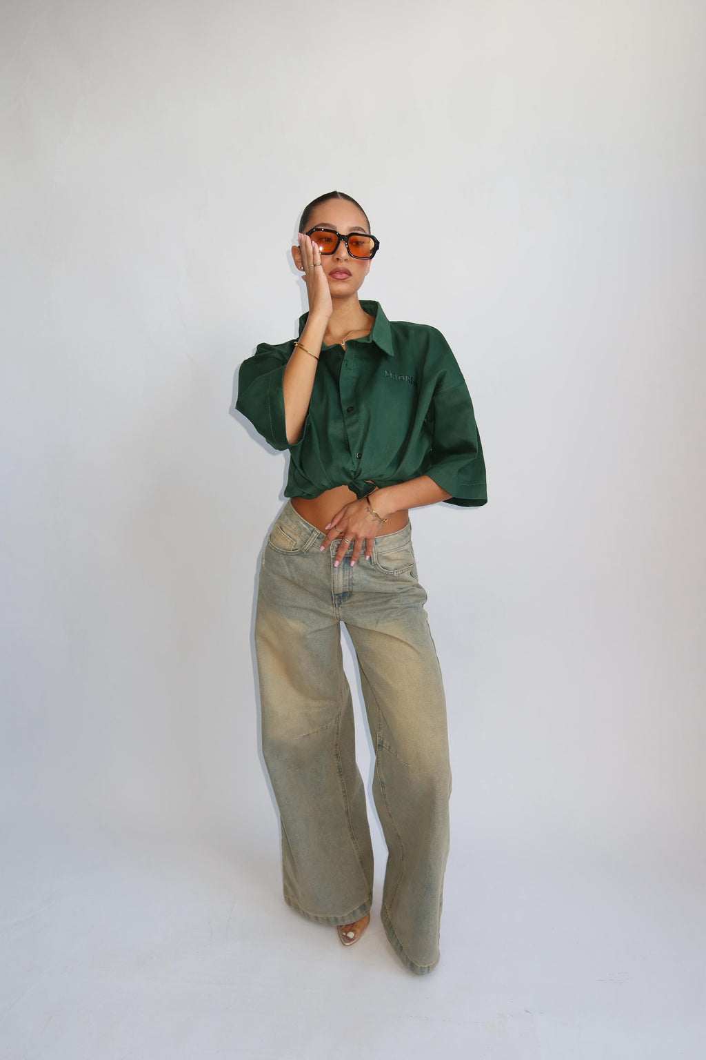 PRIORITY AMSTERDAM BOYFRIEND BLOUSE ALL GREEN