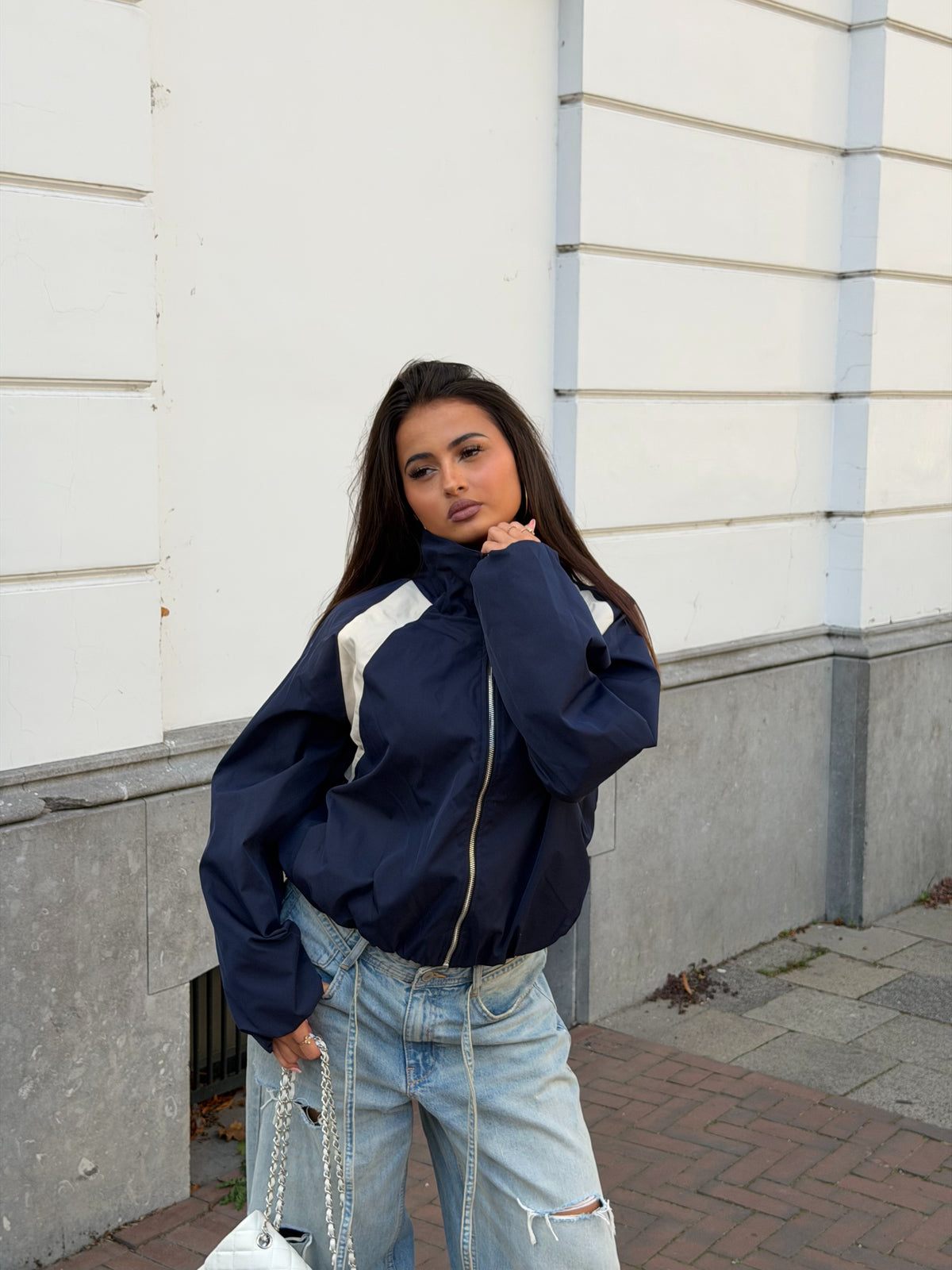TWO TONE WINDBREAKER JACKET NAVY