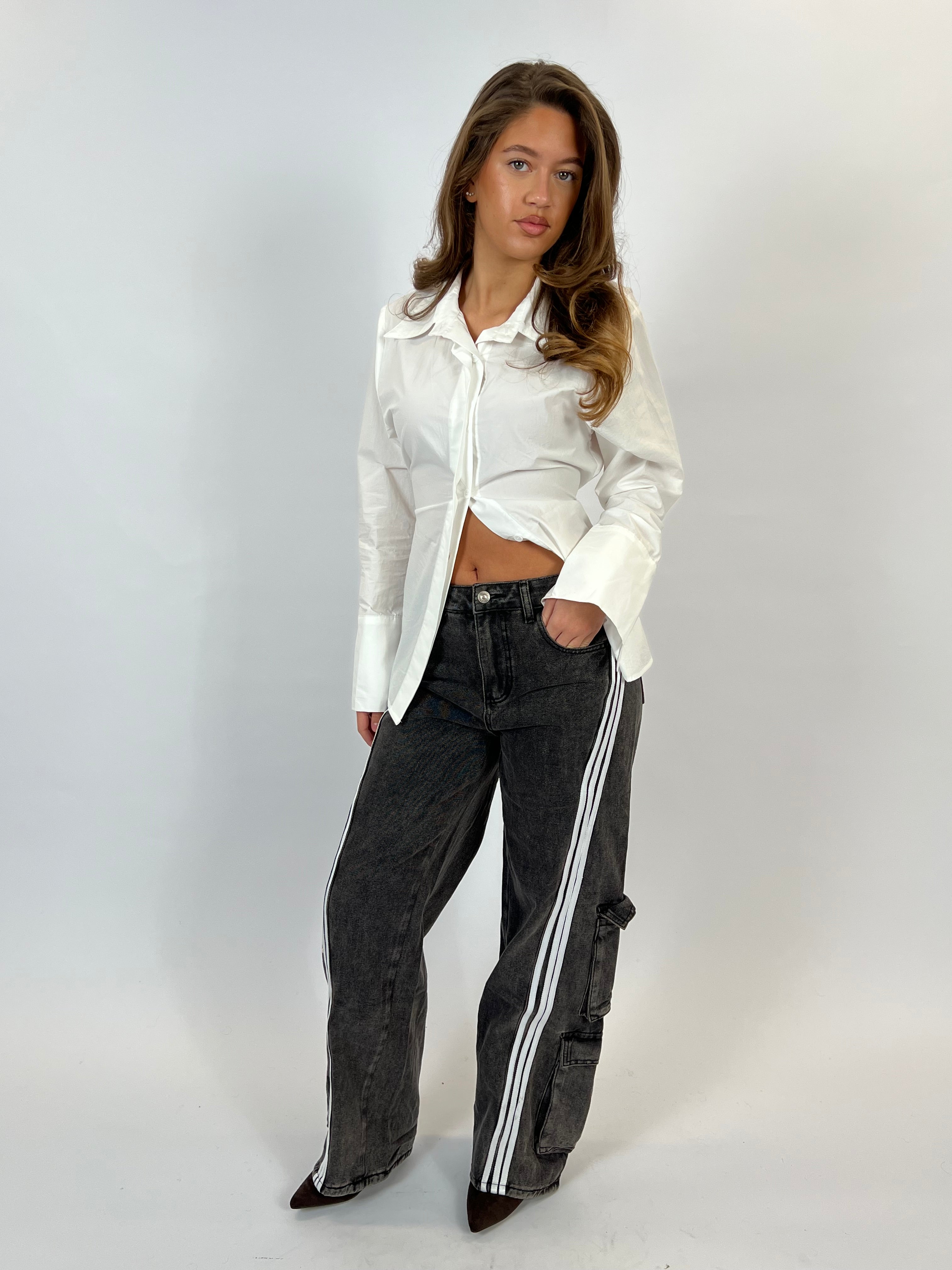 STRIPES CARGO DENIM GREY