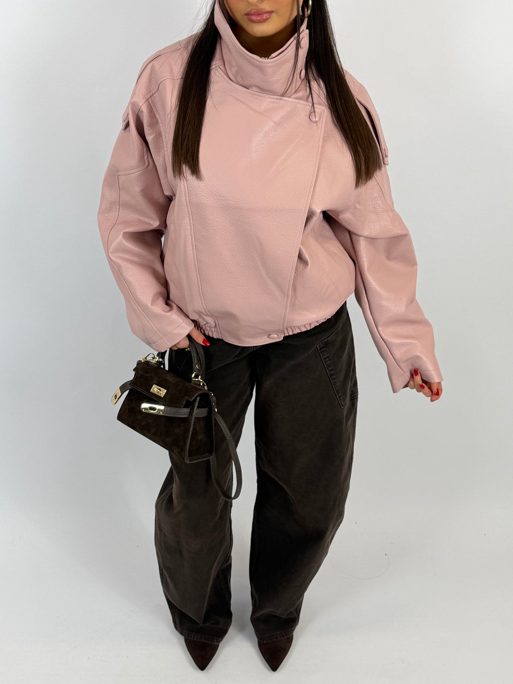 LAURENT PINK LEATHER JACKET