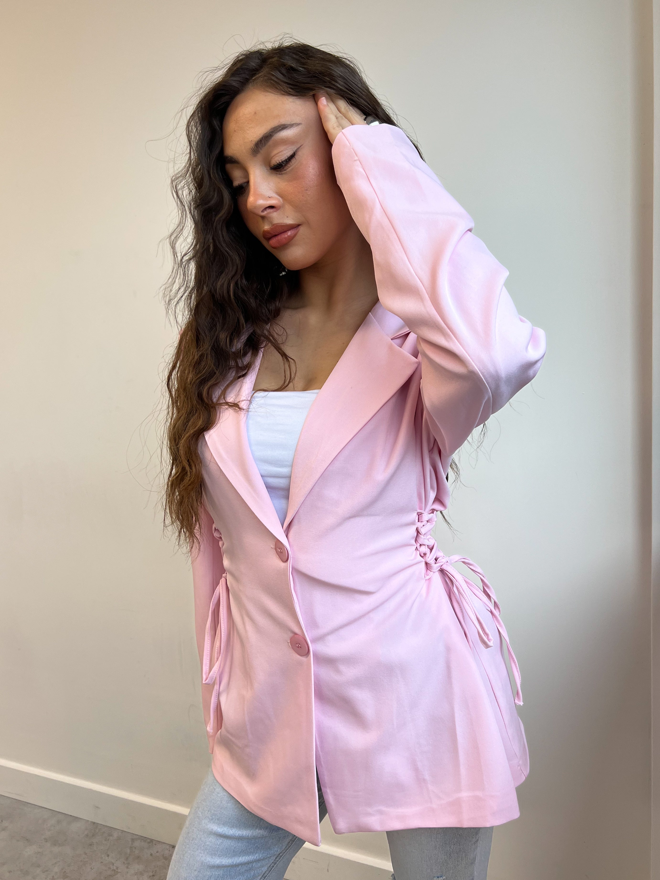 PREMIUM TIE BLAZER PINK