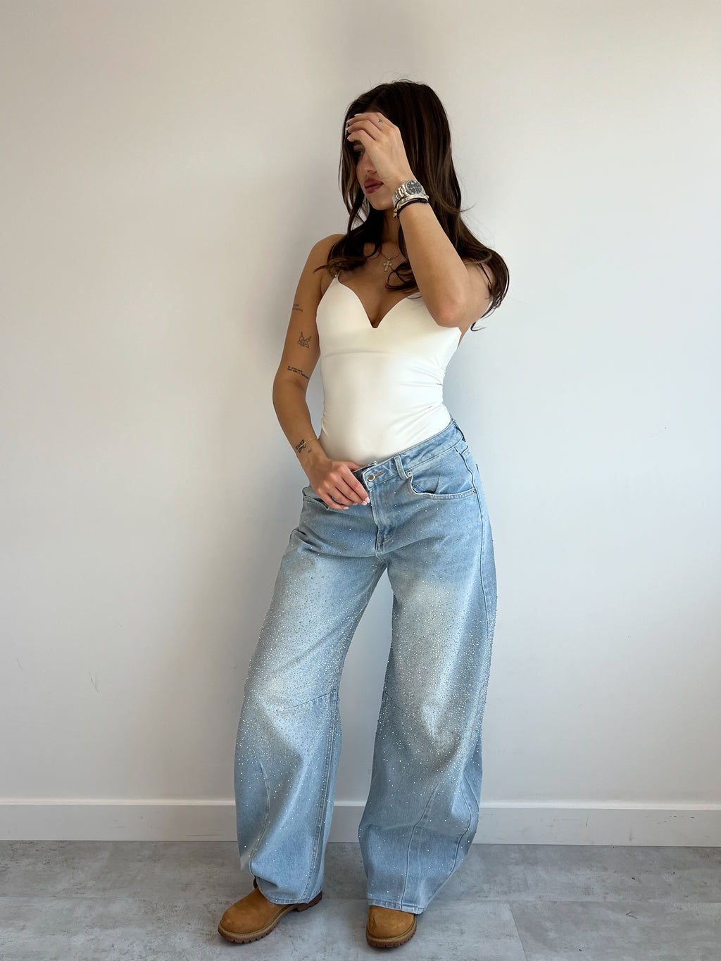 BAGGY BLUE RHINESTONE DENIM