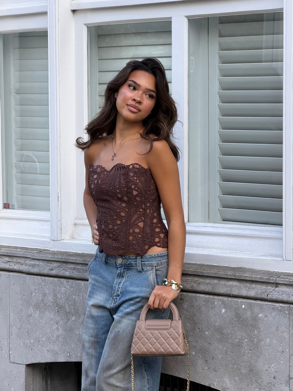 LACE CORSET CHOCO