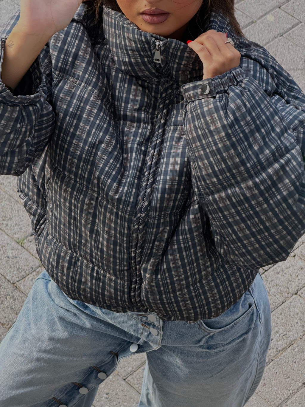 CHECKERED PUFFER NAVY