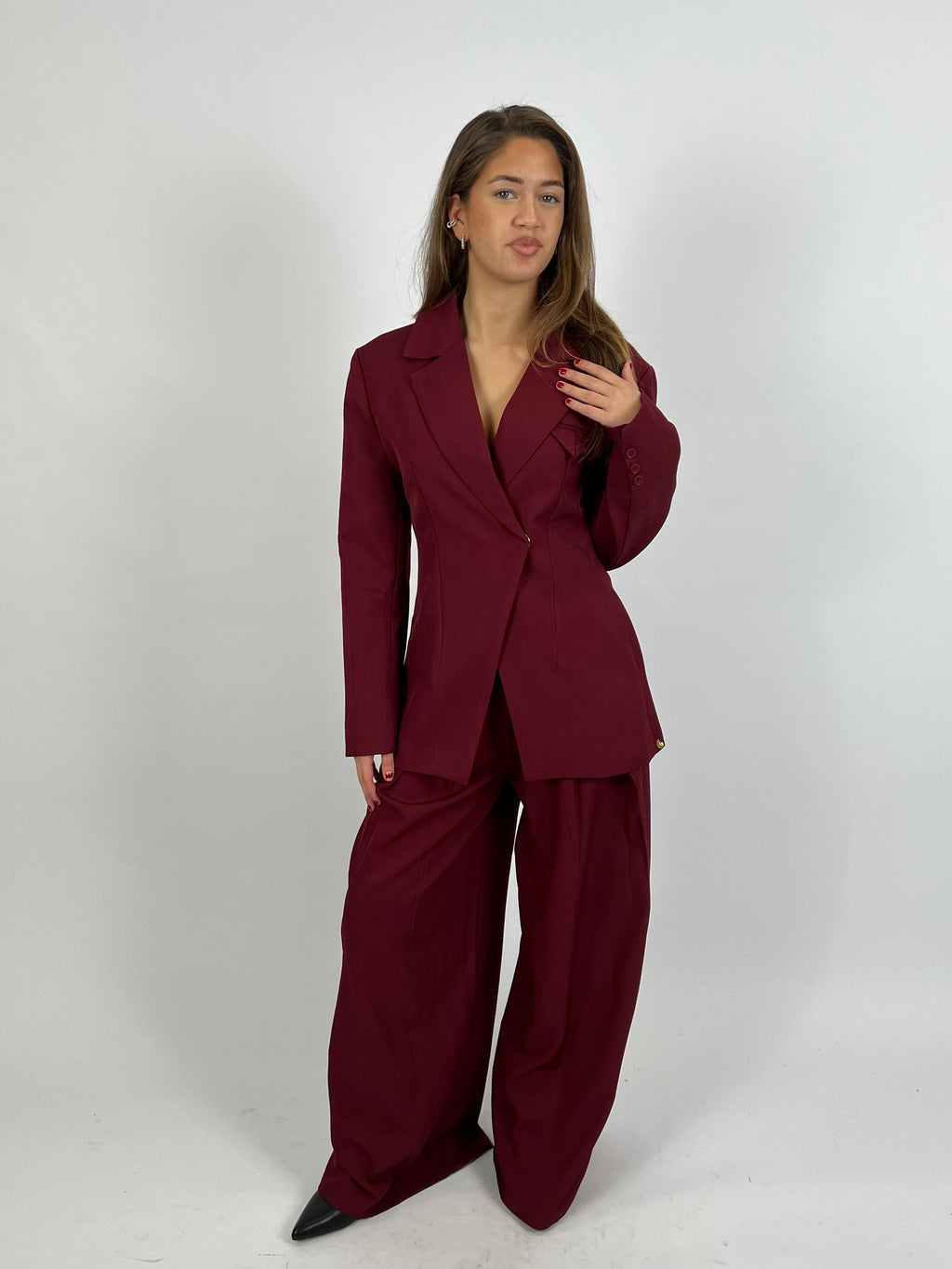 PREMIUM OVERLAP BLAZER BORDEAUX