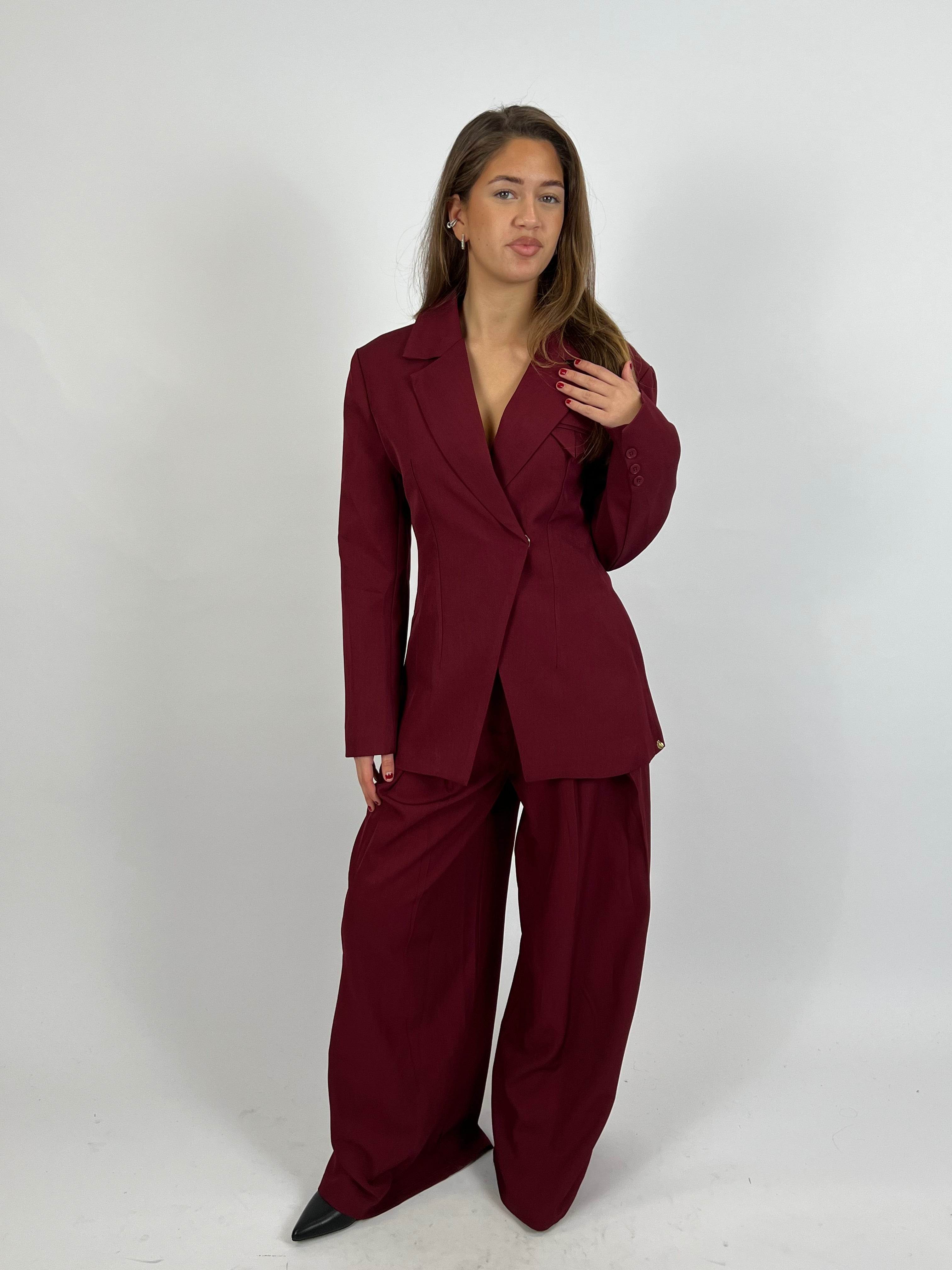 PREMIUM OVERLAP BLAZER BORDEAUX