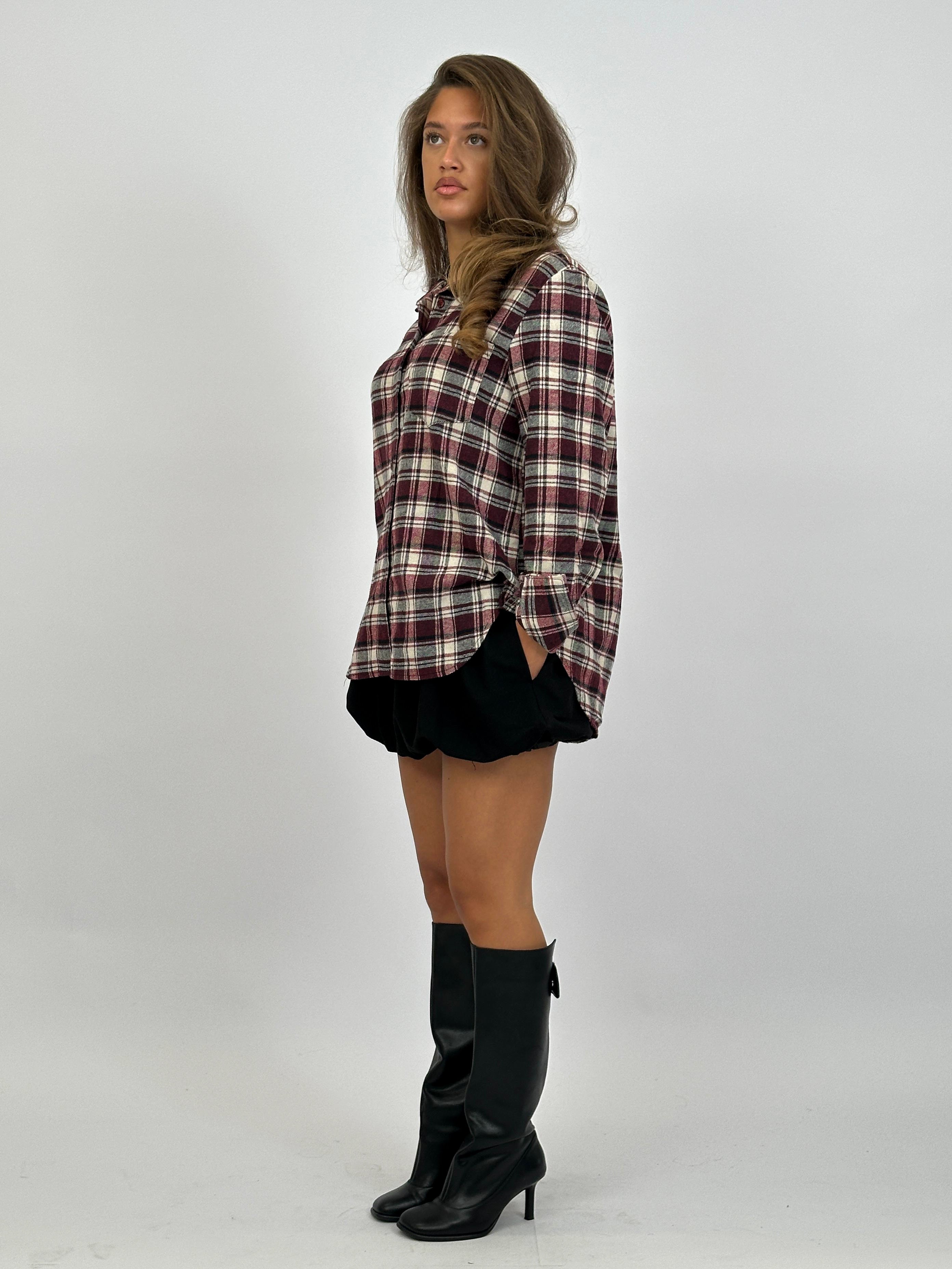 SOFT CHECK SHIRT BORDEAUX